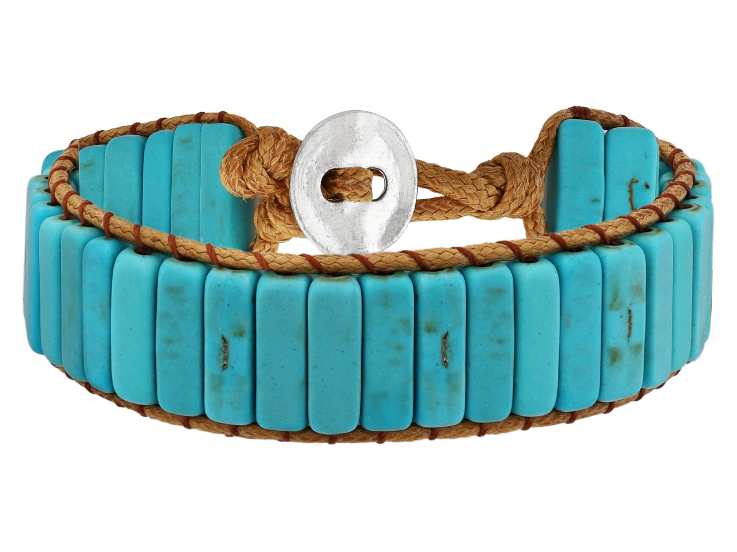 MINACHI Natural Stone Wrap Bracelets for Women Men Bohemian Bracelets Created Turquoise Rectangular Beads Jewelry