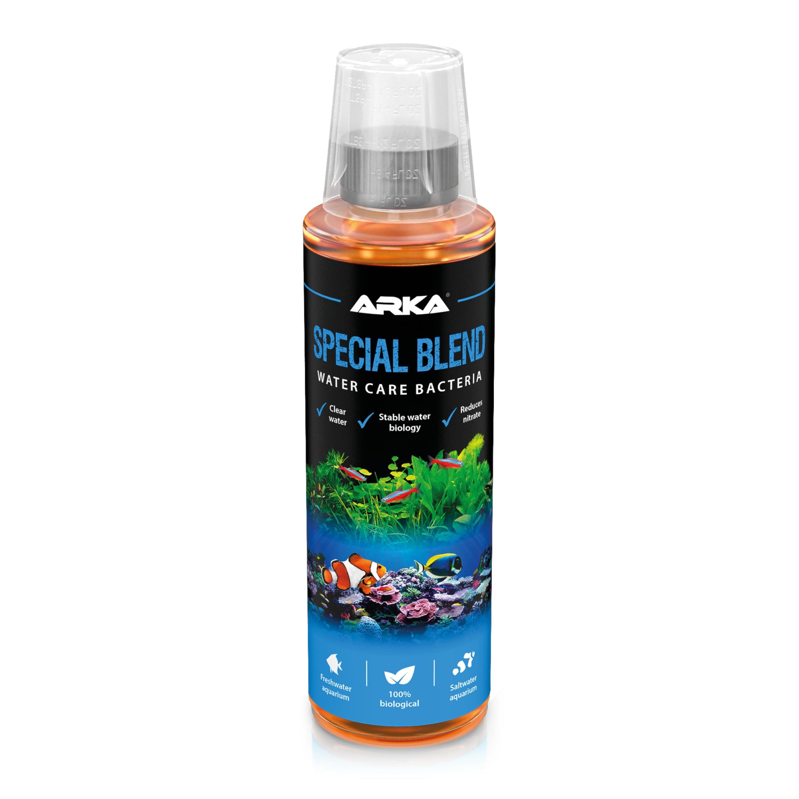 Aquarium bacteria 236 ml – biological nitrate remover & waste cleaner – improves water clarity & odour control – for medium aquariums – ARKA Special Blend
