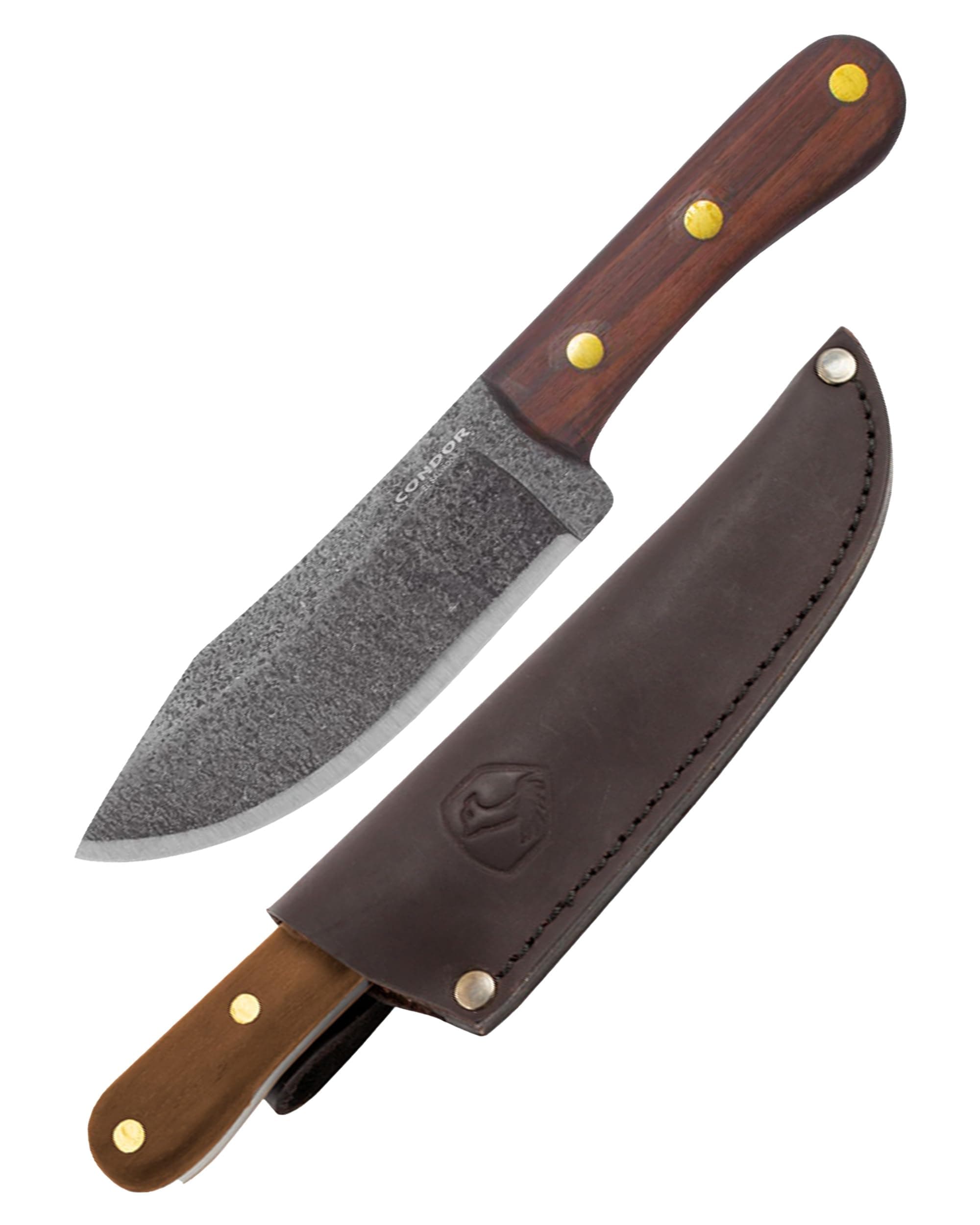 Tool & Knife Mini Hudson Bay Fixed Blade Hunting Knife - 1075 High Carbon Steel - Hand Crafted Welted Leather Sheath - 4.9in Blade - 5mm Thick - 9.5oz