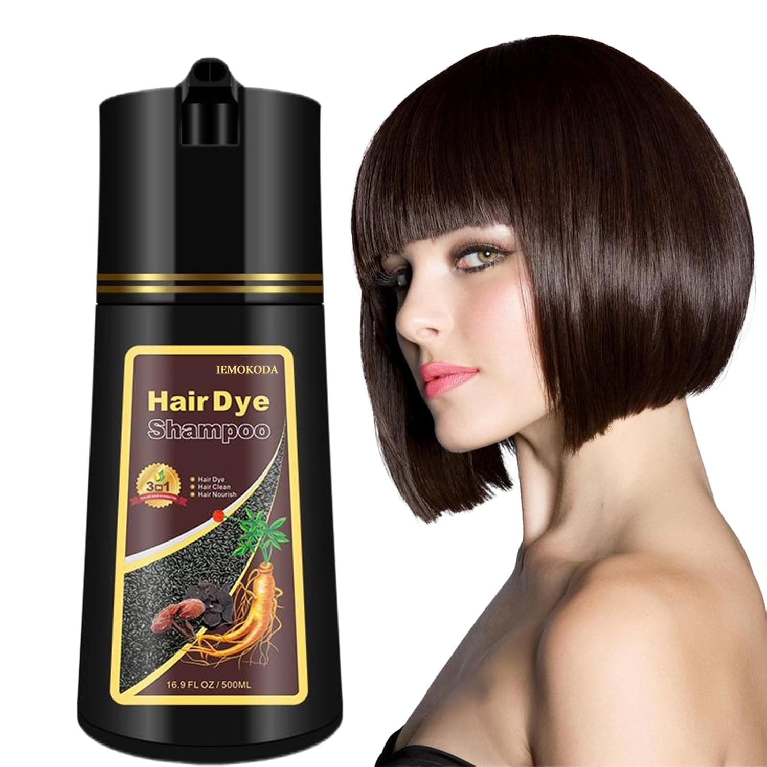 Fvquhvo Dark Brown Hair Color Shampoo for Gray Hair, 3 in 1 Long Lasting Instant Shampoo Hair Dye for Men & Women 16.9 Fl Oz