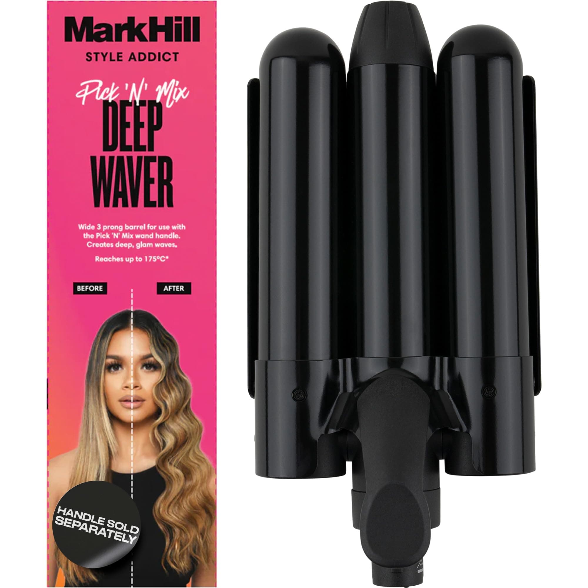Mark Hill Pick 'N' Mix Interchangeable Hair Curling Wand - Deep Mermaid Waver Barrel - 32 mm - Black (Handle Not Included)