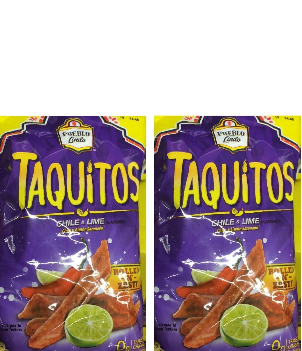 Pueblo Lindo TAQUITOS Rolled Corn Chips chile & lime 9.9 oz 2 BAGS