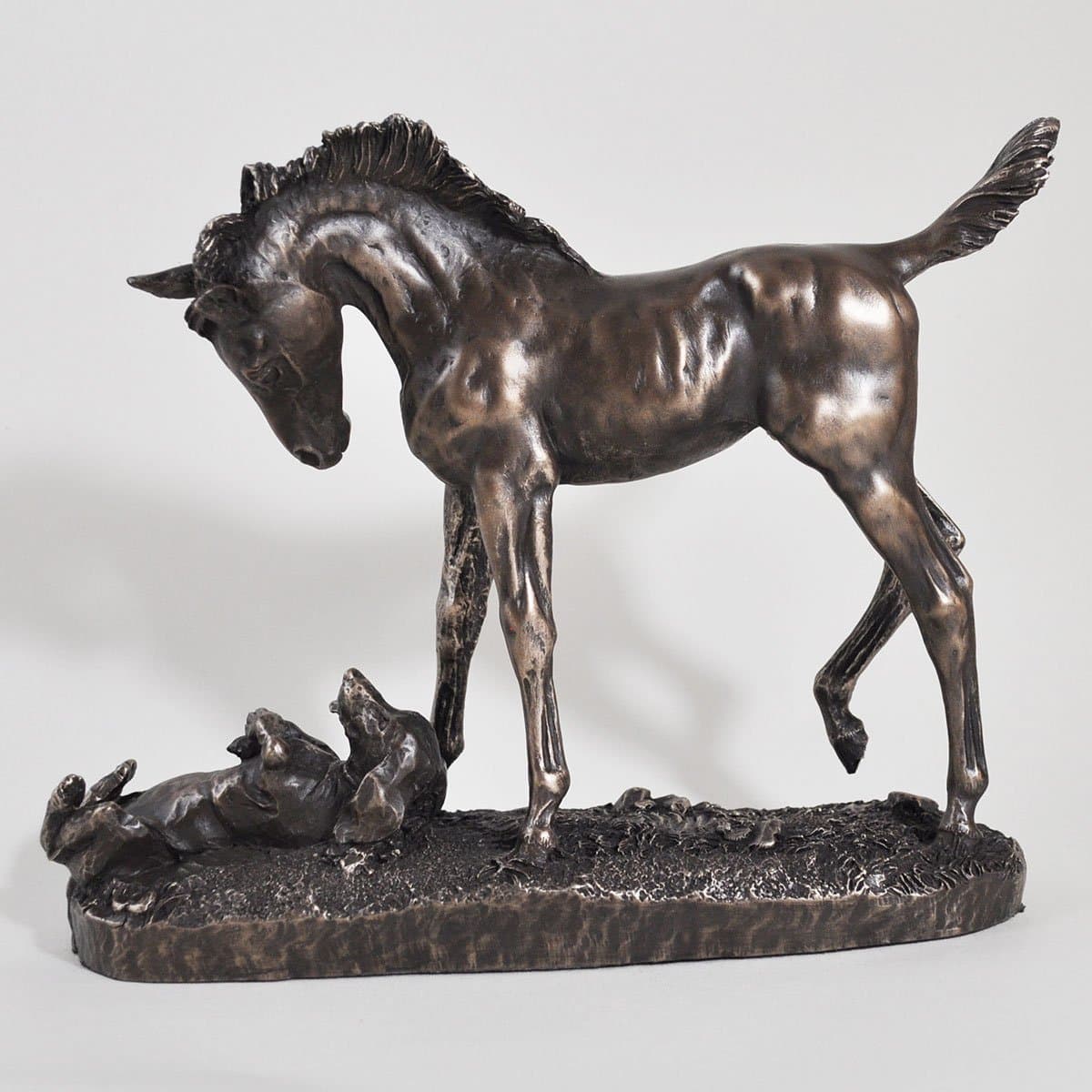 David Geenty Bronze Sculpture - Foal & Dog First Encounters