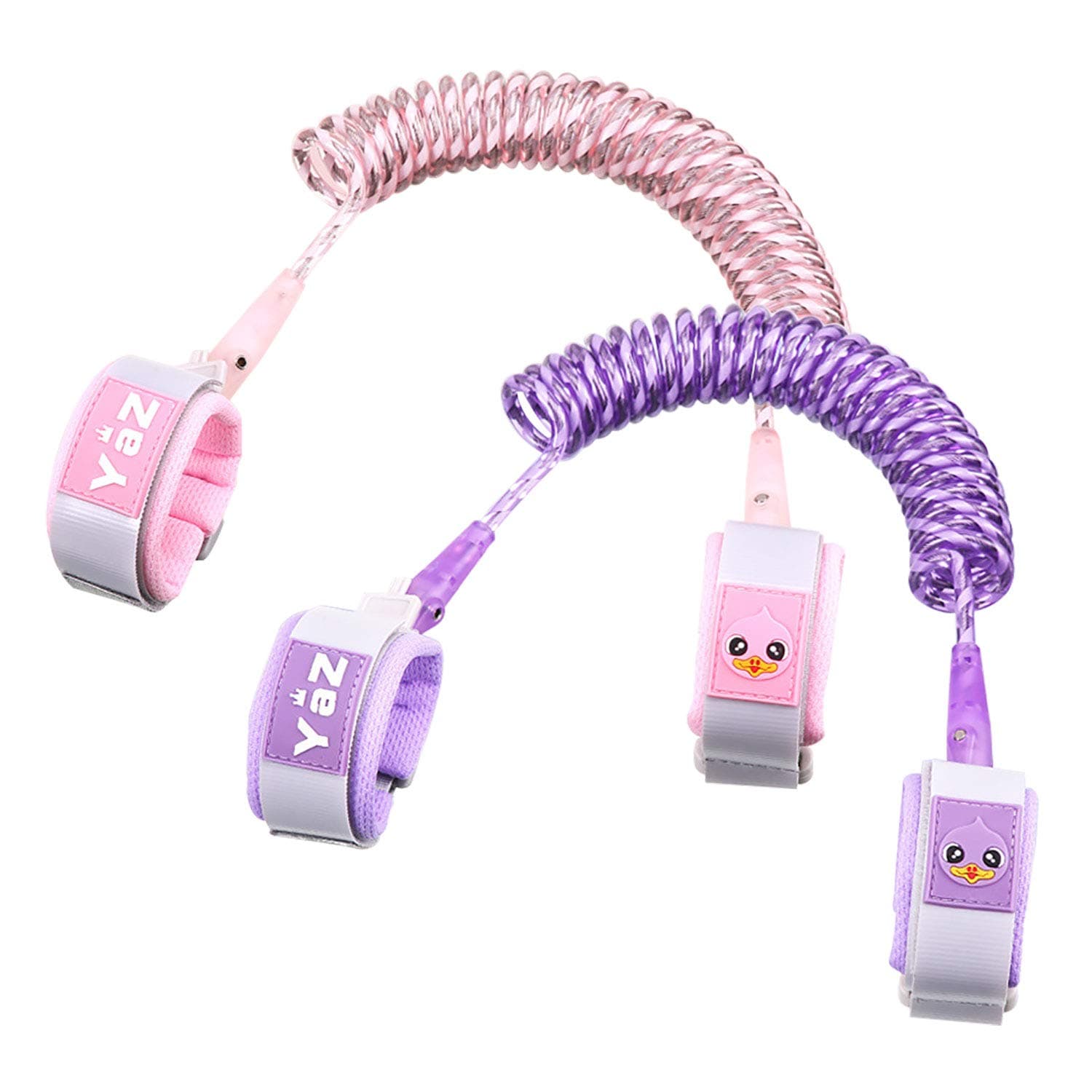 Toddler Leash, Kids Leash, Baby Leash, Safety Wrist Link for Toddlers,2 Pack 2.5M / 8.2 ft 360°Rotate Night Vision Anti Lost Wrist Link,Child Lock Wrist Band