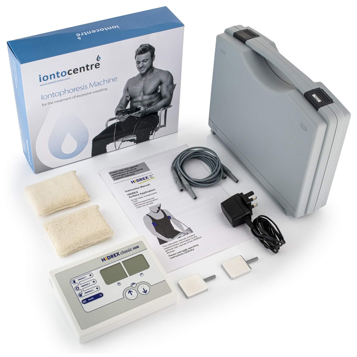 ClassicION Set Pulsed and Direct Current Iontophoresis Machine for Underarms - Professional Grade System, CE Marked & Approved. Control Excessive Sweat and Hyperhidrosis