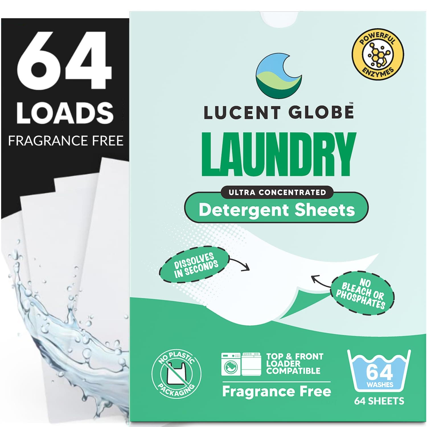 - Laundry Detergent Sheets. Pre-Measured Laundry Sheets. Powerful Stain Removal. Works in All Clothes Washers. (1 Pack - 64 Washes, Fragrance Free)