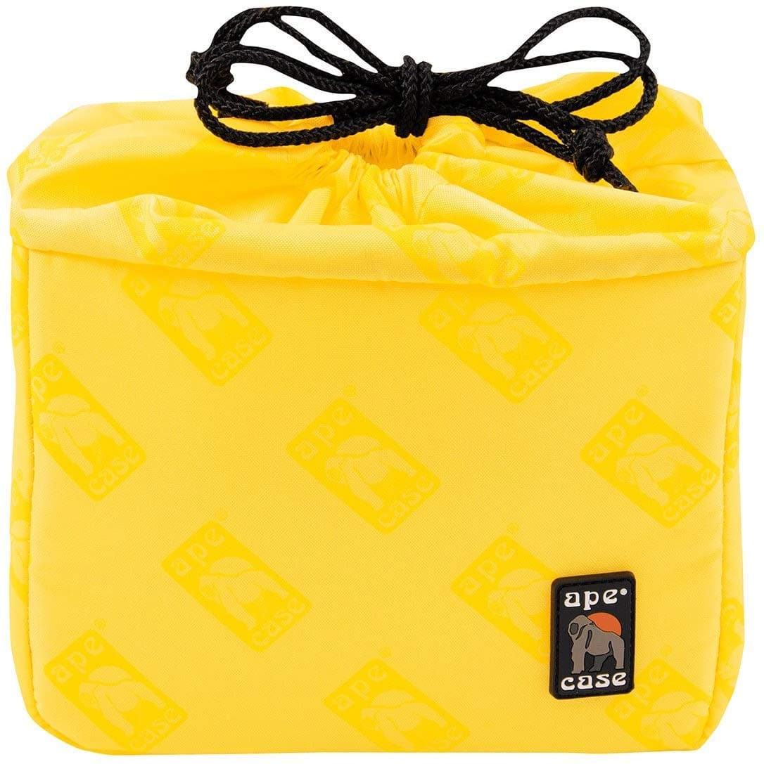 Ape CaseCubeze (ACQB 33) Flexible Padded Storage Bag; Removable & Adjustable Padded Inserts; Drawstring Closure; Hi-Vis Yellow Interior; Exterior Pockets for Accessories; Yellow