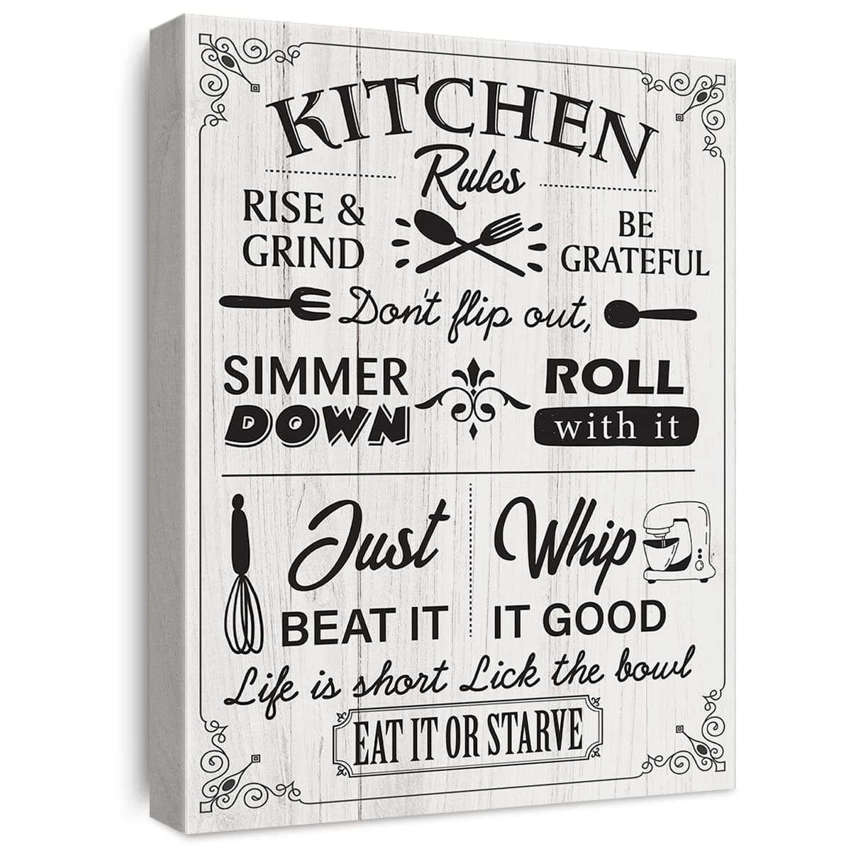 Rustic Country Kitchen Quotes Canvas Wall Art Funny Kitchen Canvas Prints Framed Cooking Paintings Artwork Ready to Hang Home Wall Decor 15x11.5 Inches