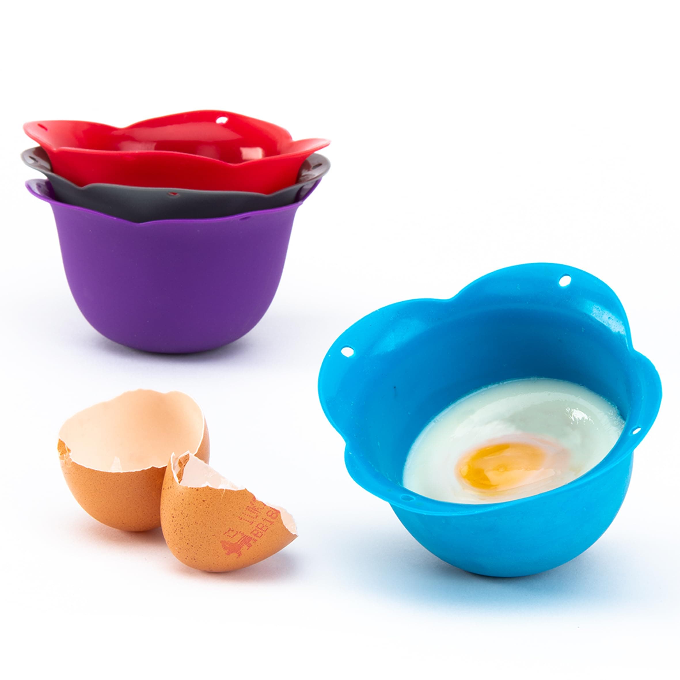Kitzini Egg Poachers for Perfect Poached Eggs. 4 Silicone Egg Poacher Cups. BPA-Free Egg Coddler. Silicone Poached Egg Maker - Cooker, Boiler Steamer, Microwave Eggs. Easier Than a Poached Egg Pan