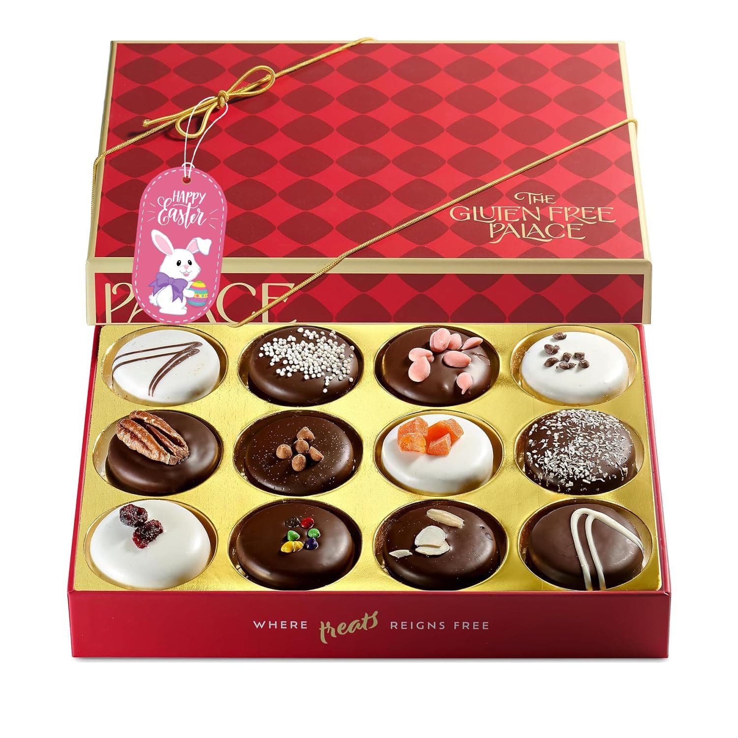 Gluten Free Palace Cookie Gift Basket Vegan Gluten Free Easter Chocolate Covered Cookies Gourmet Sweet Easter Treat Cookie Gift Box for Men & Women (12 Count)