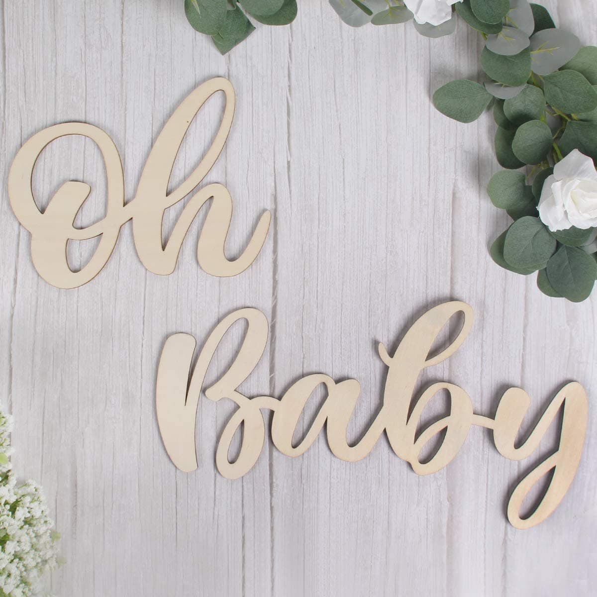 Wood Oh Baby Sign, Party Banner for Baby Shower Decorations, Birthday Party, Gender Reveal Backdrop, Wall Decor By FengRise