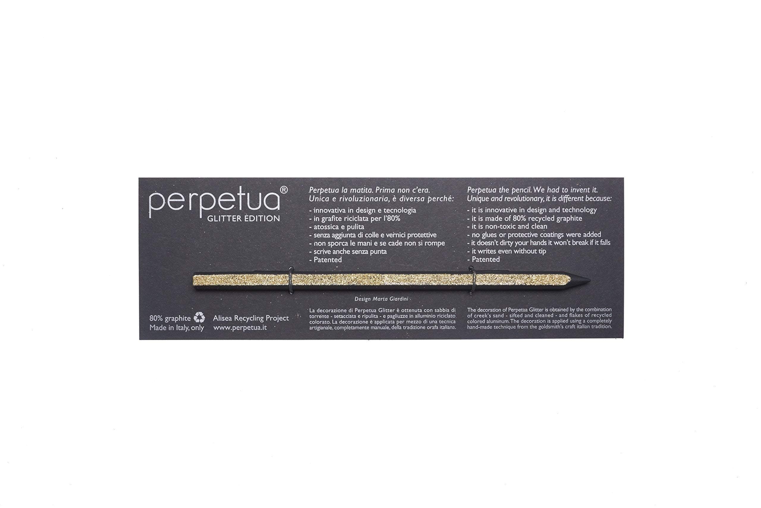 Perpetua the pencil - Glitter Edition. The first pencil to be made using 80% graphite that would otherwise have been thrown away.