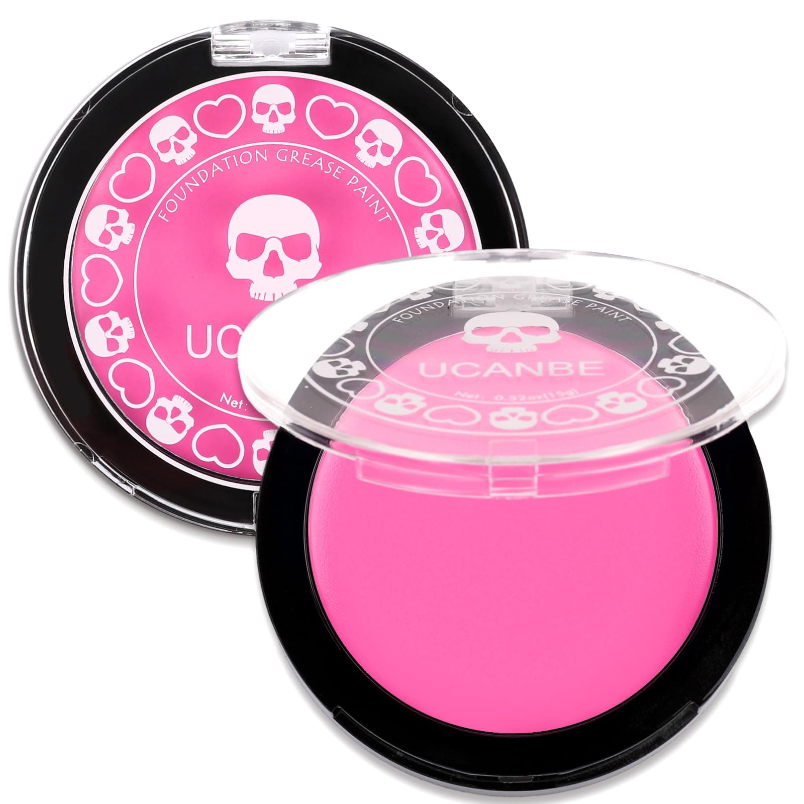 Pink Face Body Paint Makeup Foundation, Professional Waterproof Cream Greasepaint, Non-Toxic Face Painting Kit for Halloween Makeup, Sugar Skull SFX Cosplay, Special Effects Costume & Parties