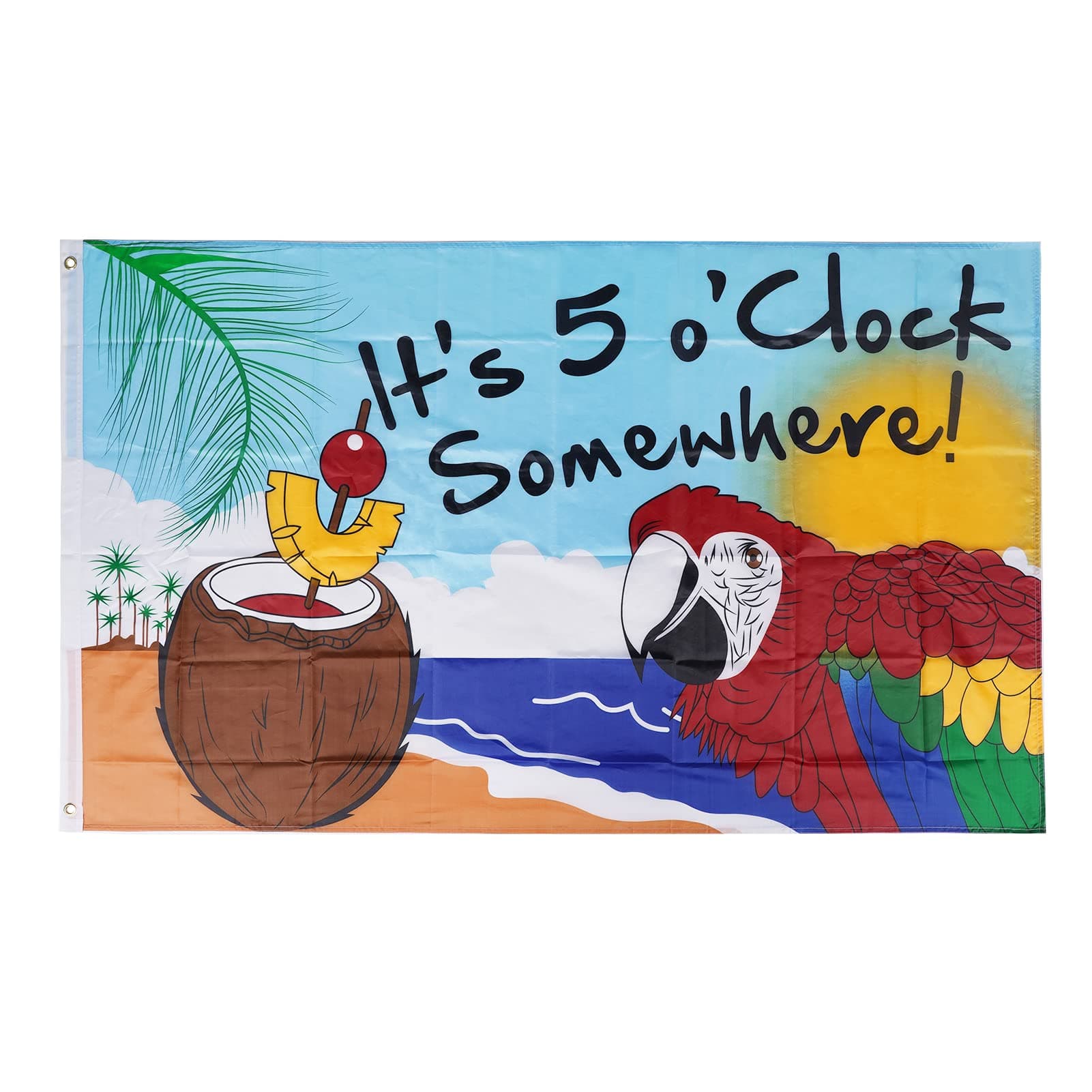 FlagsImp 3x5 Feet Flag It's 5 O'Clock Somewhere Party Parrot Happy Hour Margarita