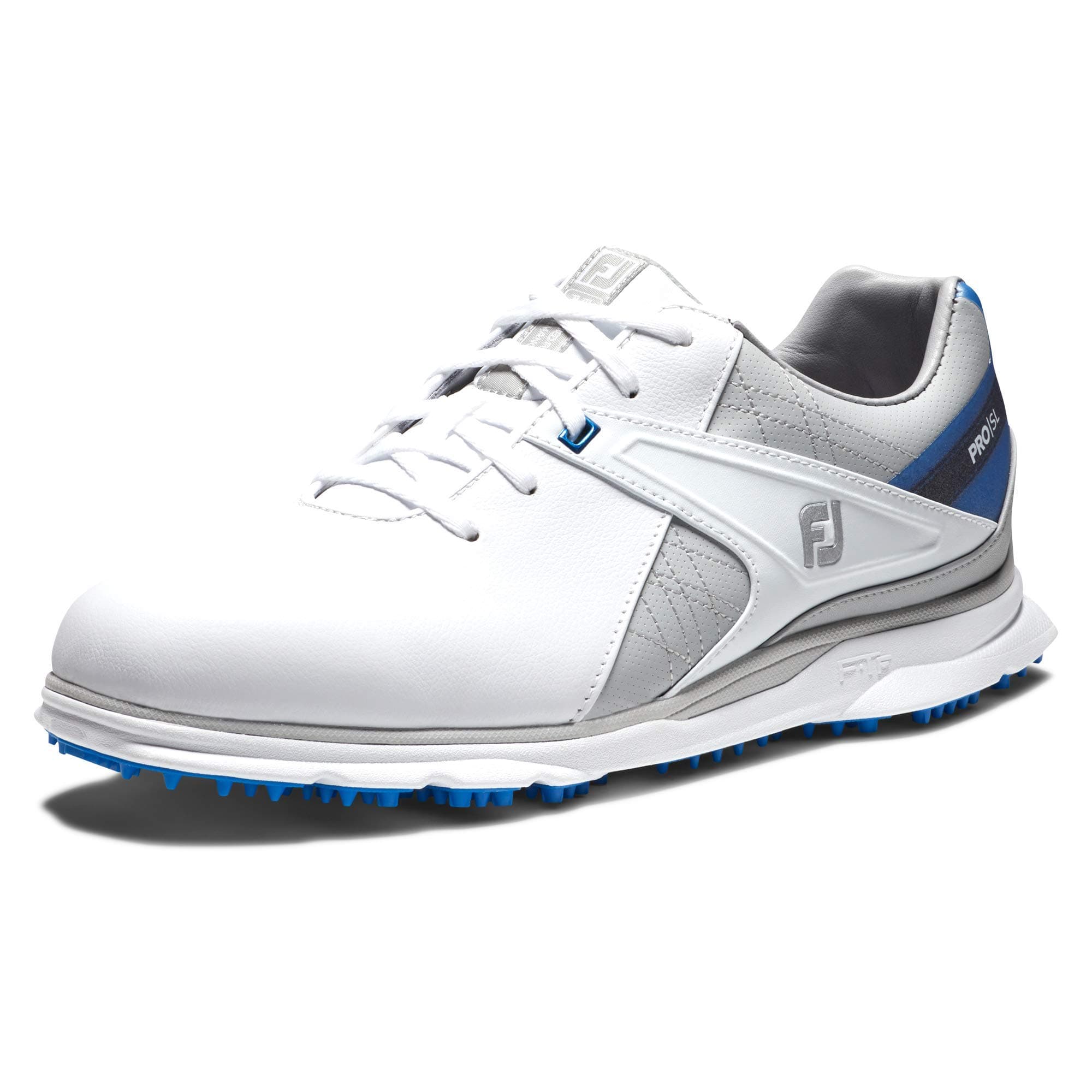 FootJoyMen's Pro Sl Golf Shoe, Blanco/Gris/Azul, 7.5 UK
