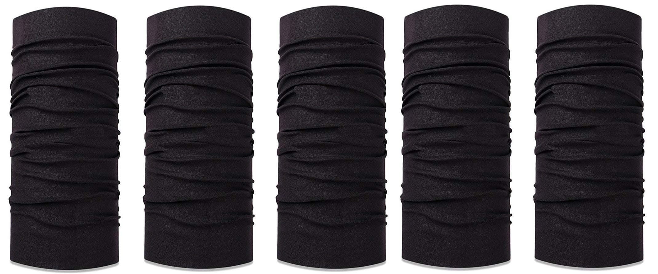 BigMart? Unisex Head Wrap 13 in 1 Bandana, Buff Bandana Free Size Lycra Headwrap Riding Hair Band Motorcycle Face Mask For Bikes Men And Women (BLACK 13 in 1 Bandana PACK OF 5, FREE SIZE)