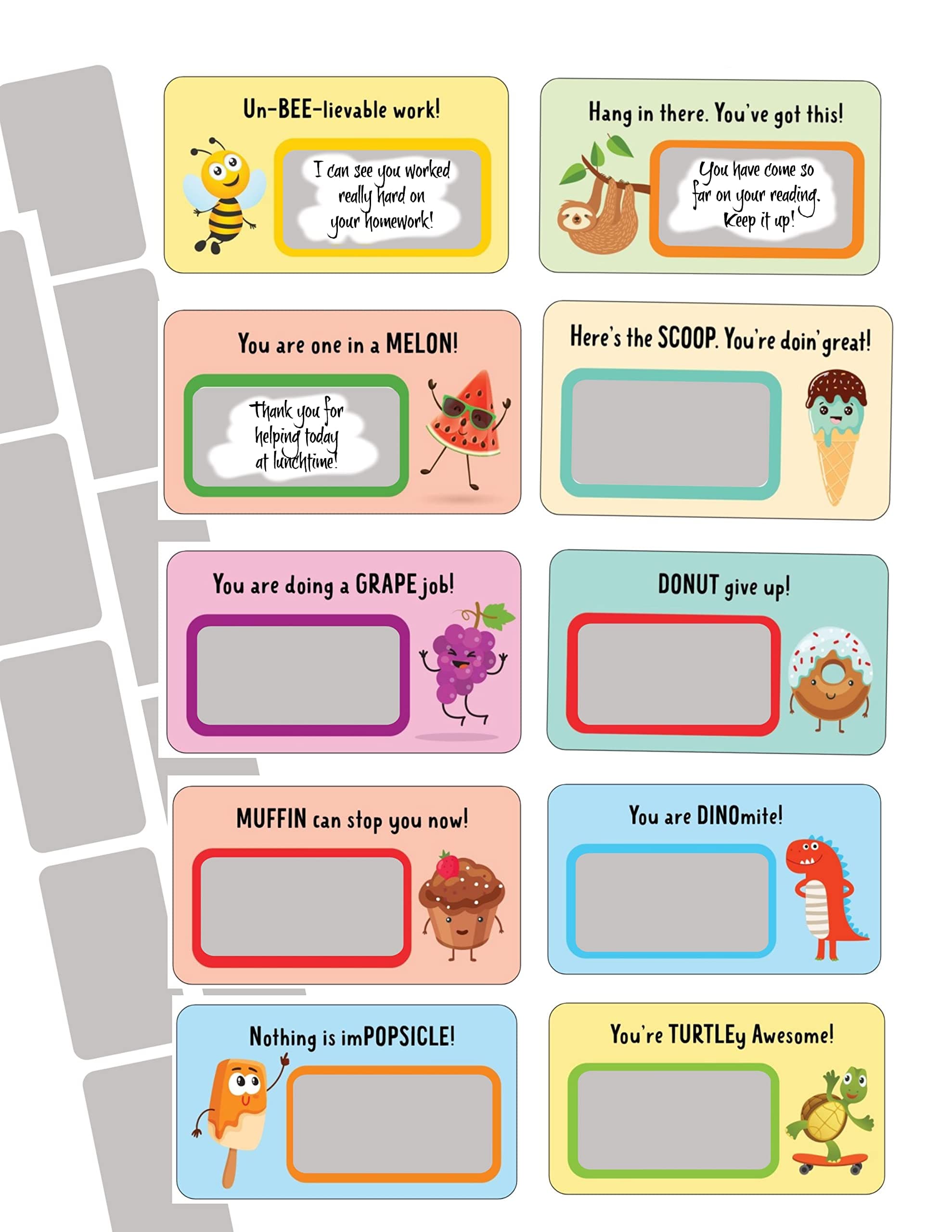 Scratch Off Pun Cards - Funny Notecards for Kids, Blank Section to Write A Message - 10 Different - Pack of 20 Cards - 2" x 3.5"