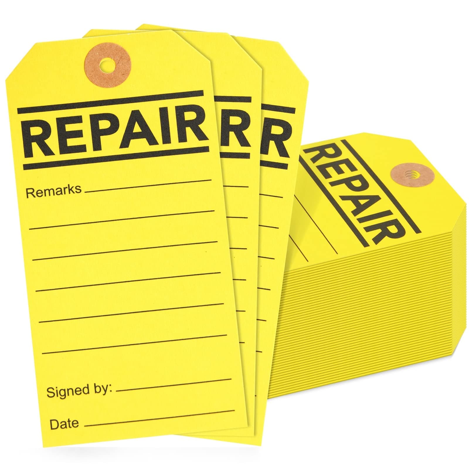 Juvale Service Tags for Equipment - 100 Pack, Yellow, 2.6 x 5.25 in - Equipment Repair Tags & Service Tickets for Machinery, Office & Warehouse