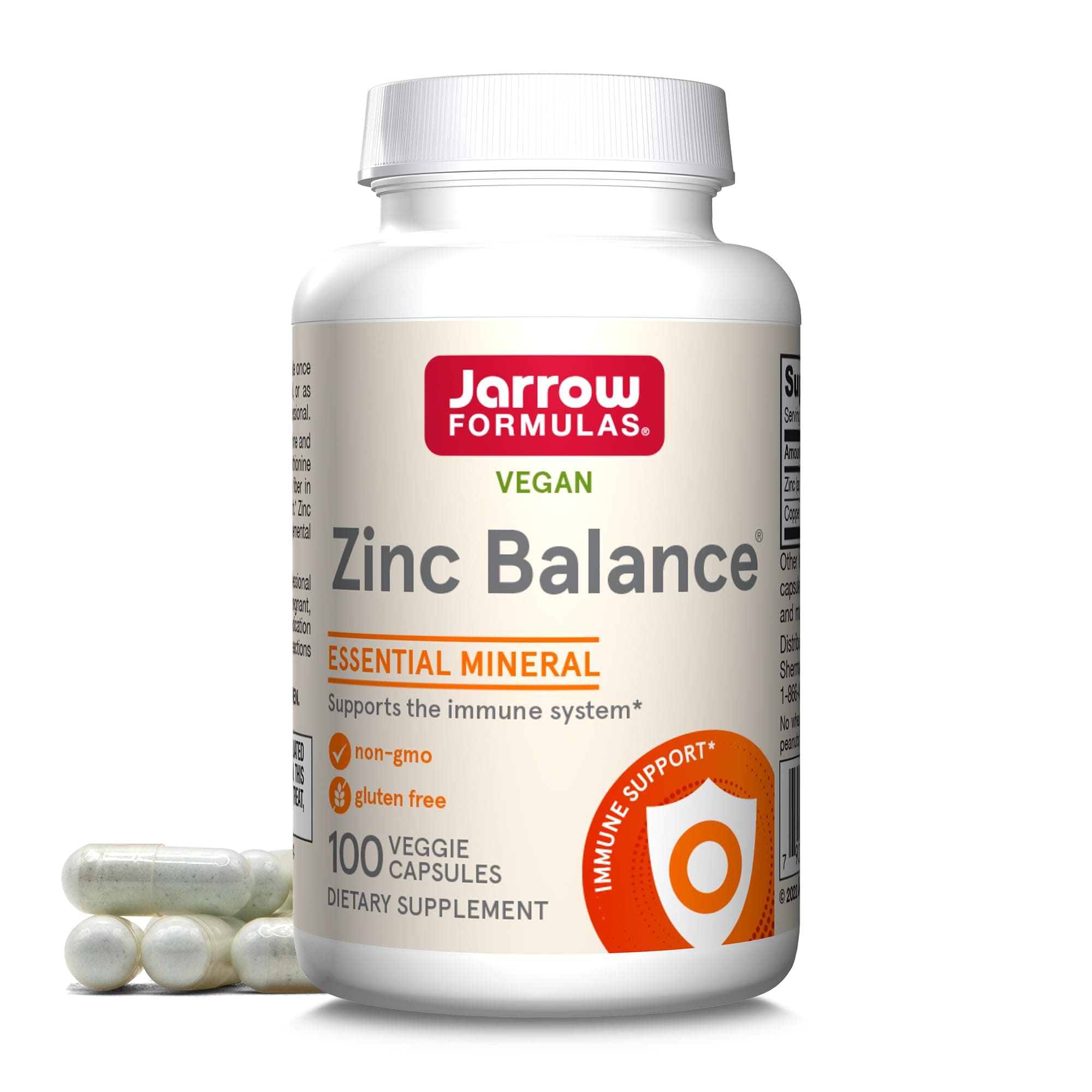 Jarrow Formulas Zinc Balance 15 mg - 100 Servings (Veggie Caps) - Zinc with Copper - Essential Minerals for Immune System Support - Immune Support Supplement - Gluten Free Copper Supplement, Vegan
