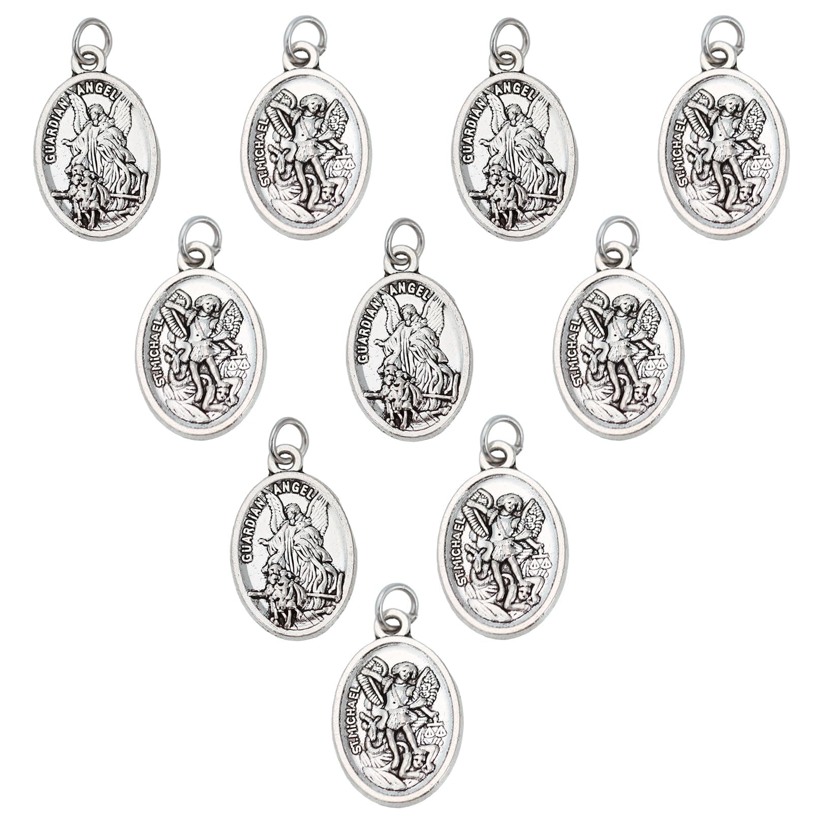 Brilucky10 Pcs St Michael Medal Saint Michael Pendant,St Michael Pendant for Archangel Michael Necklace,San Miguel Arcangel Medalla Religious Medals for Men Women, Brass, No Gemstone, Brass, No