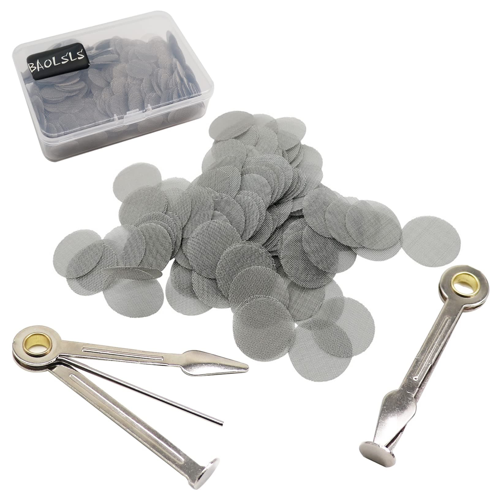 500 Pieces 1/2 Inch Small Pipe Screens, 0.5 in Thicker Stainless Steel with 2 PCS Metal Portable 3 in 1 Cleaning Tool Mini Kit (Silver)