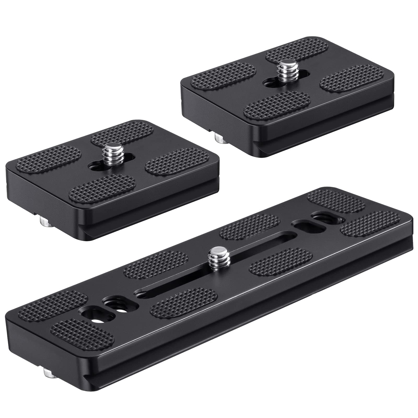 CAMOLO 3 Pack Quick Release Plate Arca Swiss 50mm+120mm, Metal Universal Quick Release Plate with 1/4" Screw Tripod Mount for Arca Swiss Standard Clamp for DSLR Camera Ball Head Tripod