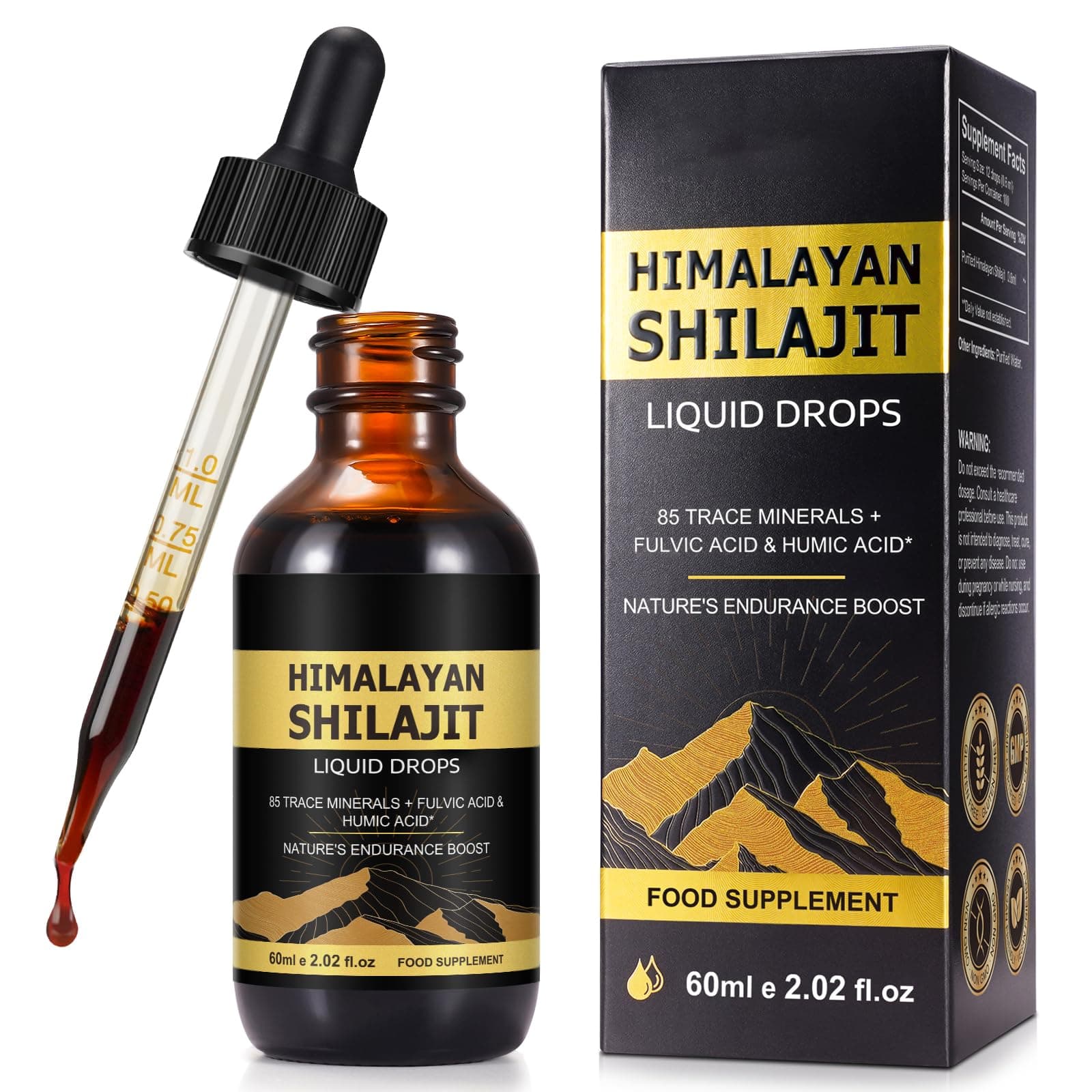 Shilajit Pure Himalayan Organic Resin Drop, Pure Himalayan Shilajit Resin Liq...