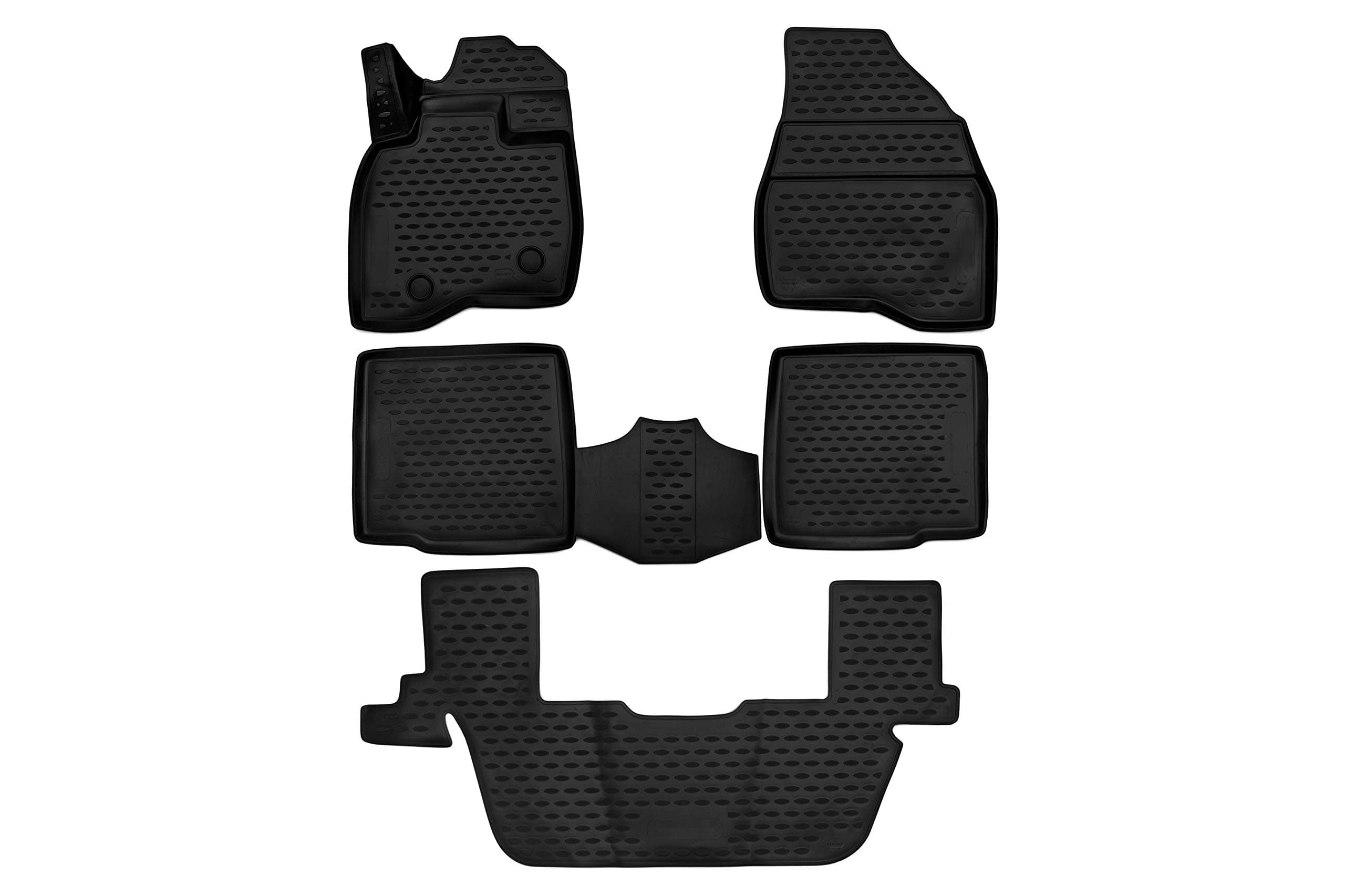 Fits 2015-2019 Ford Explorer Floor Mats 3 Row Liner Set Black for W/O 2nd Row Center Console 3D Scanned fit 2016 2017 2018