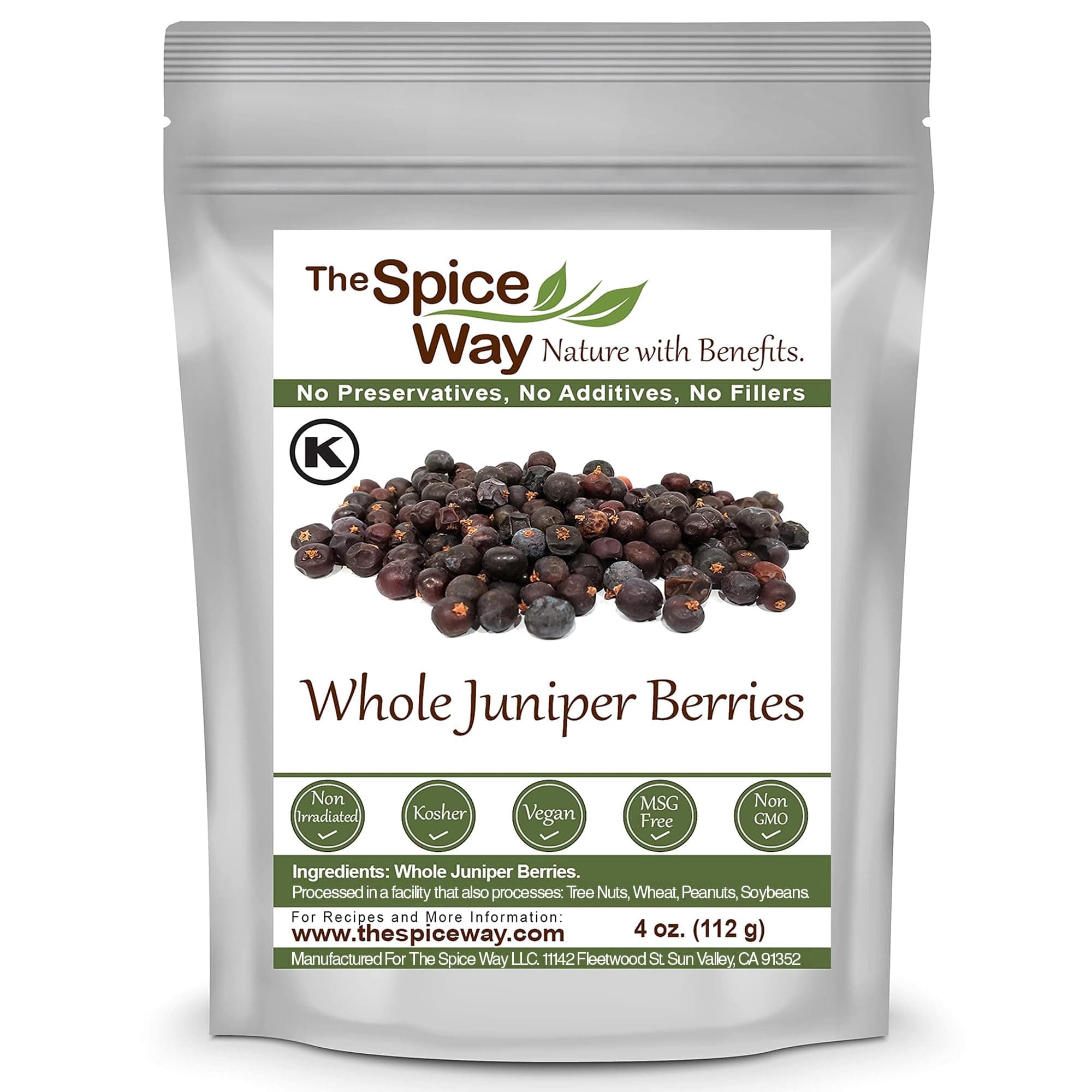 Juniper Berries - Whole berries, pure, no additives, Non-GMO, no preservatives, ( 4 oz ) great for cooking and for spicing tea, syrup, meat, beef, turkey, soups and more. resealable bag