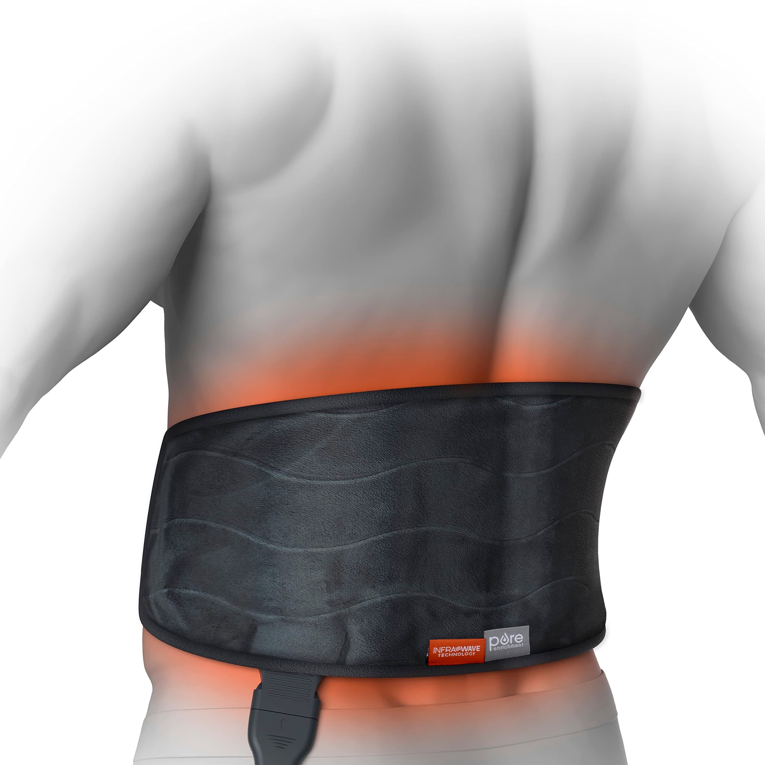 Pure Enrichment PureRelief Pro Far Infrared Universal Heat Wrap - Deep Muscle Relief for Back, Neck, Shoulder, & Knee Pain in Athletes, 4 Heat Settings, Dry/Moist Heat, Lumbar Heating Pad (Iron Gray)