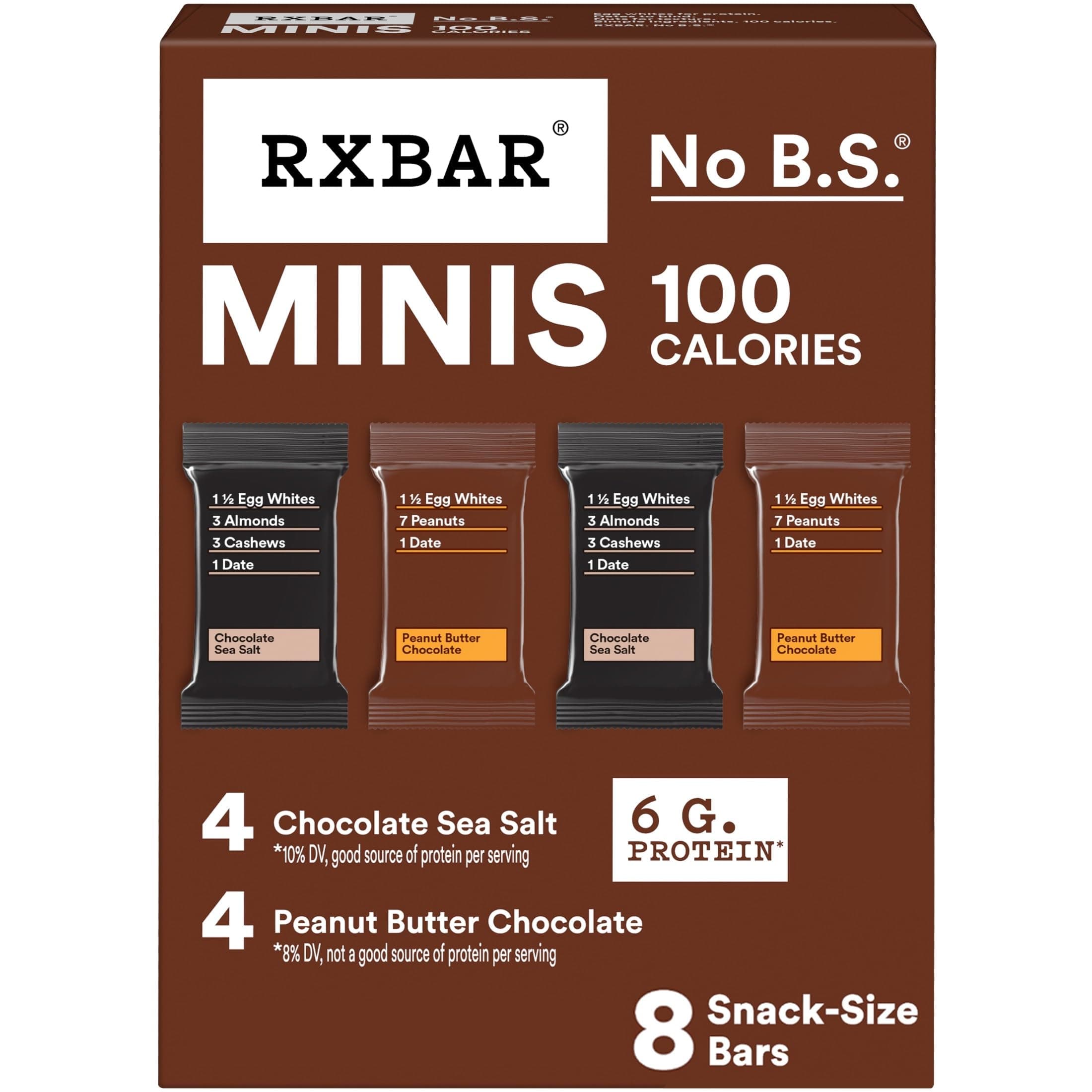 RXBAR Minis Protein Bars, Protein Snack, Snack Bars, Variety Pack, 7.3oz Box (8 Count)