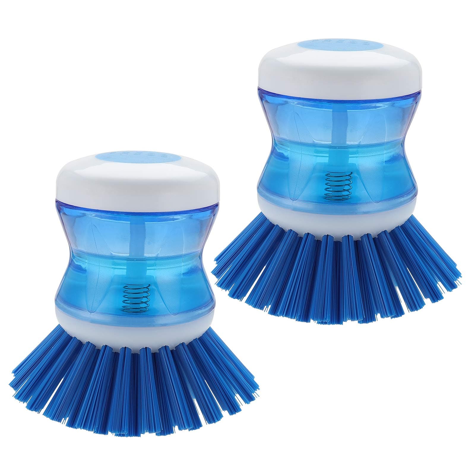 Dish Brush with Soap Dispenser for Dishes Pot Pan Kitchen Sink Scrubbing, Blue 2 Pack