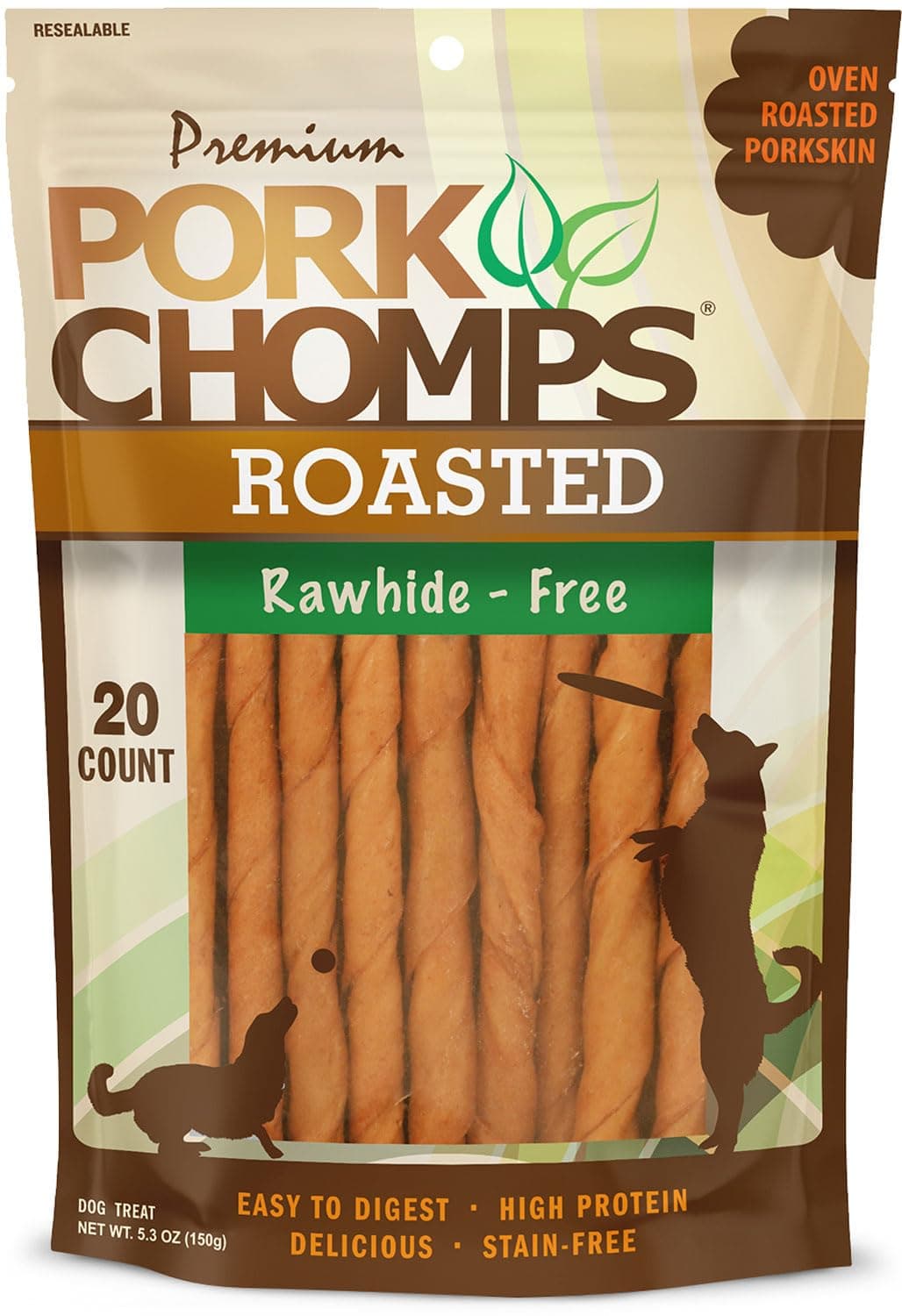 Roasted Pork Skin Dog Chews, 5-inch Mini Twists, 20 Count