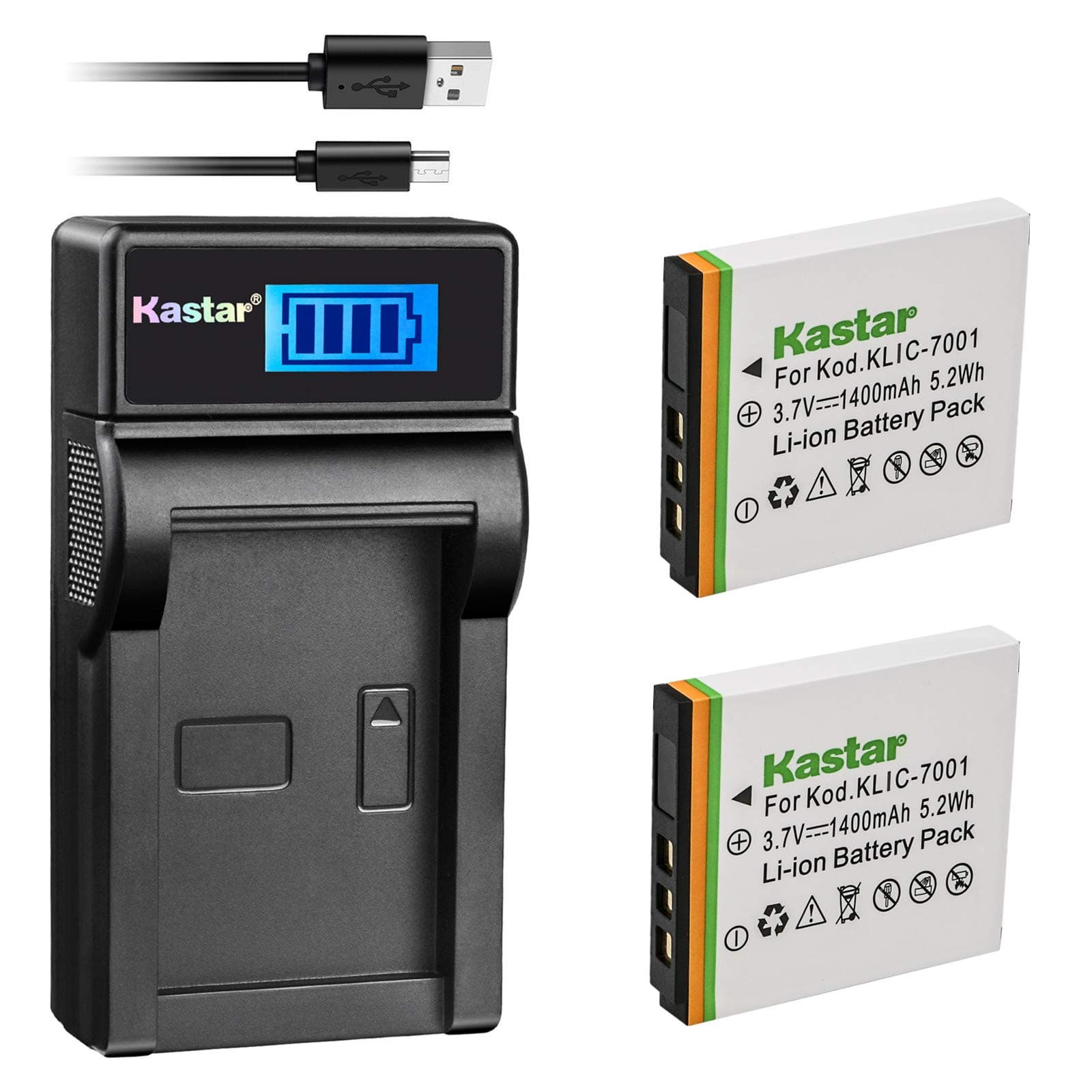 Kastar Battery 2 Pack and LCD USB Charger for Polaroid T10035 T1031 T-1031 T1035 T-1035 T1232 T1234 T-1234 T1235 T-1235, PRAKTICA DMMC3D DMMC-3D LM 10-TS LM 12-TS, RICOH HD-TD910 T1200 T-1200 ZUP-120