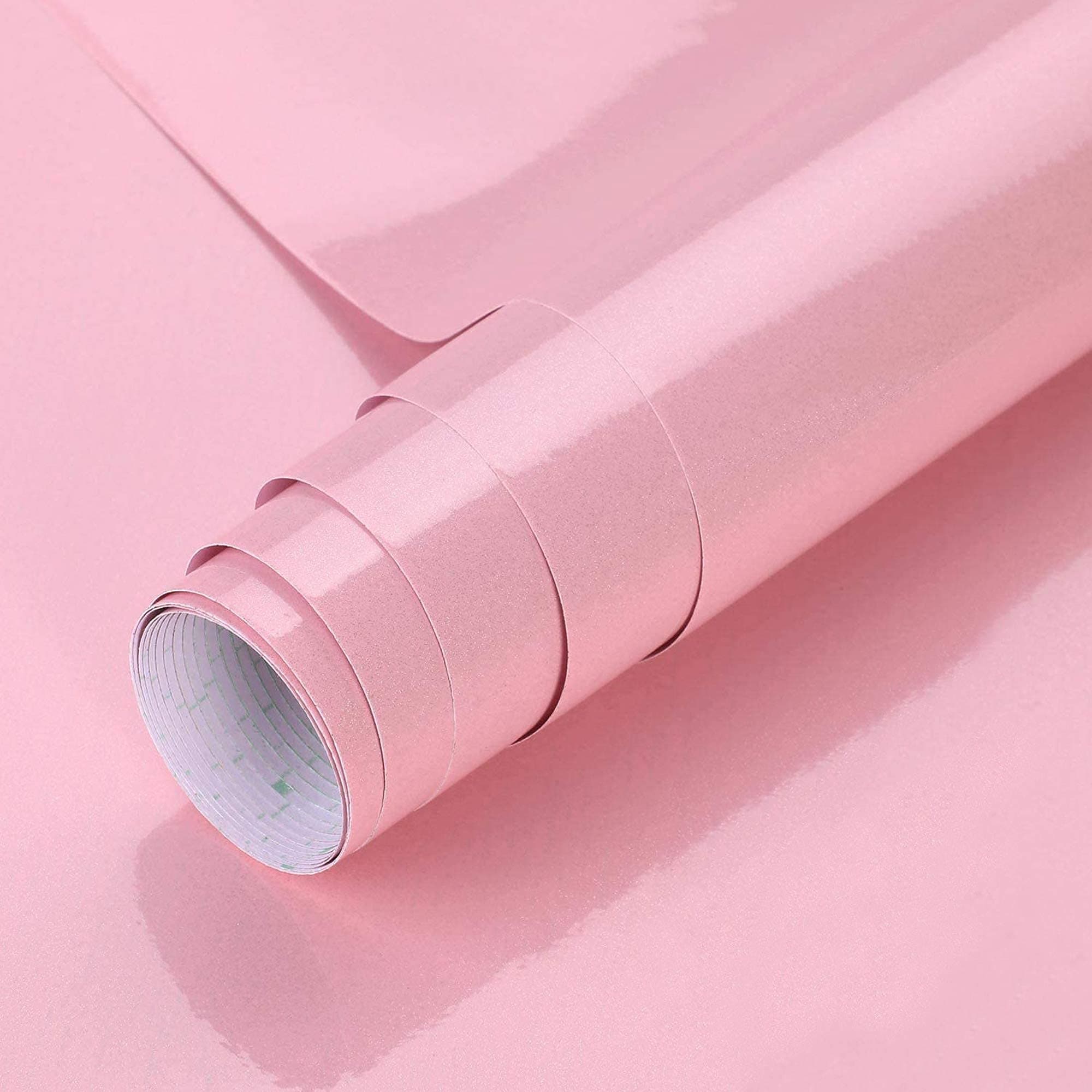 SOLDGOOD 61cm * 550cm Glitter Pink Contact Paper Decorative Self Adhesive Counter Top Covers Removable Wallpaper Peel and Stick Countertops for Kitchen Cabinets Backsplash Shelf Drawer with Scraper