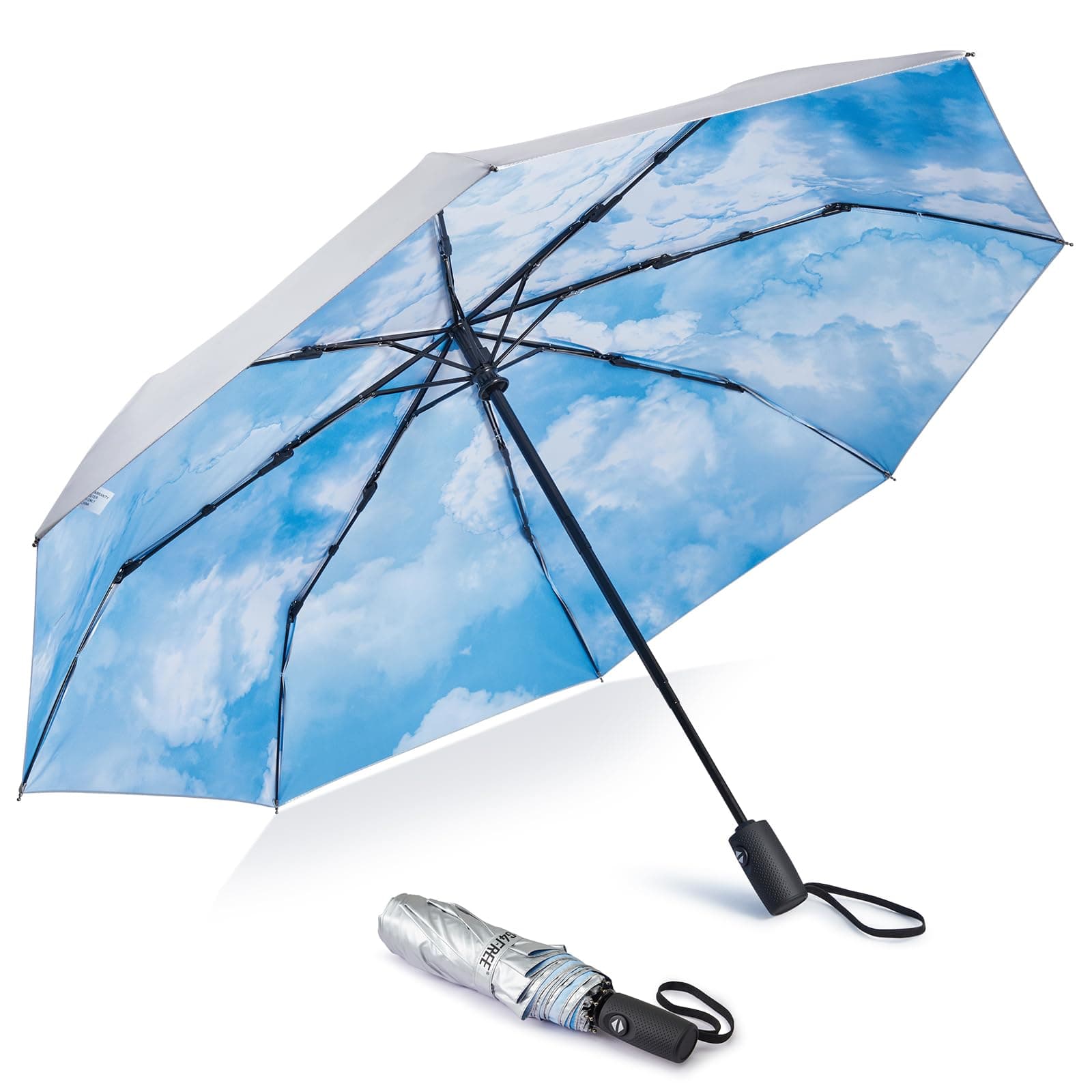 UPF 50+ UV Protection Large Travel Umbrella 42/46 Inch Auto Open Close Windproof Sun Blocking Umbrella