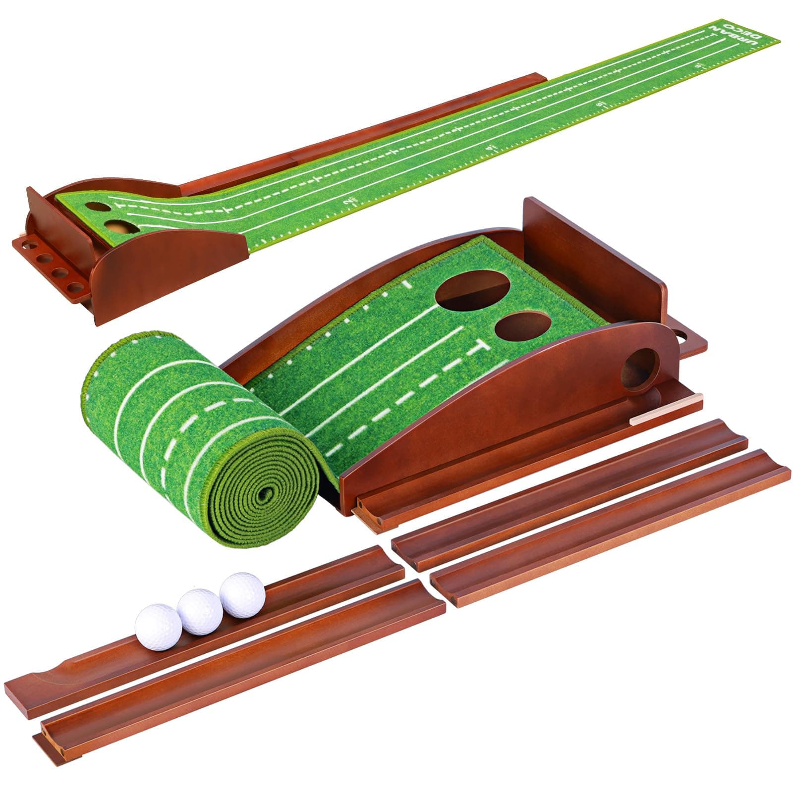 Putting Green Indoor, Golf Putting Mat Putting Matt with Auto Ball Return Training for Indoor and Outdoor Practice, Mini Golf Game for Home Office Backyard, Golfer Man Gift