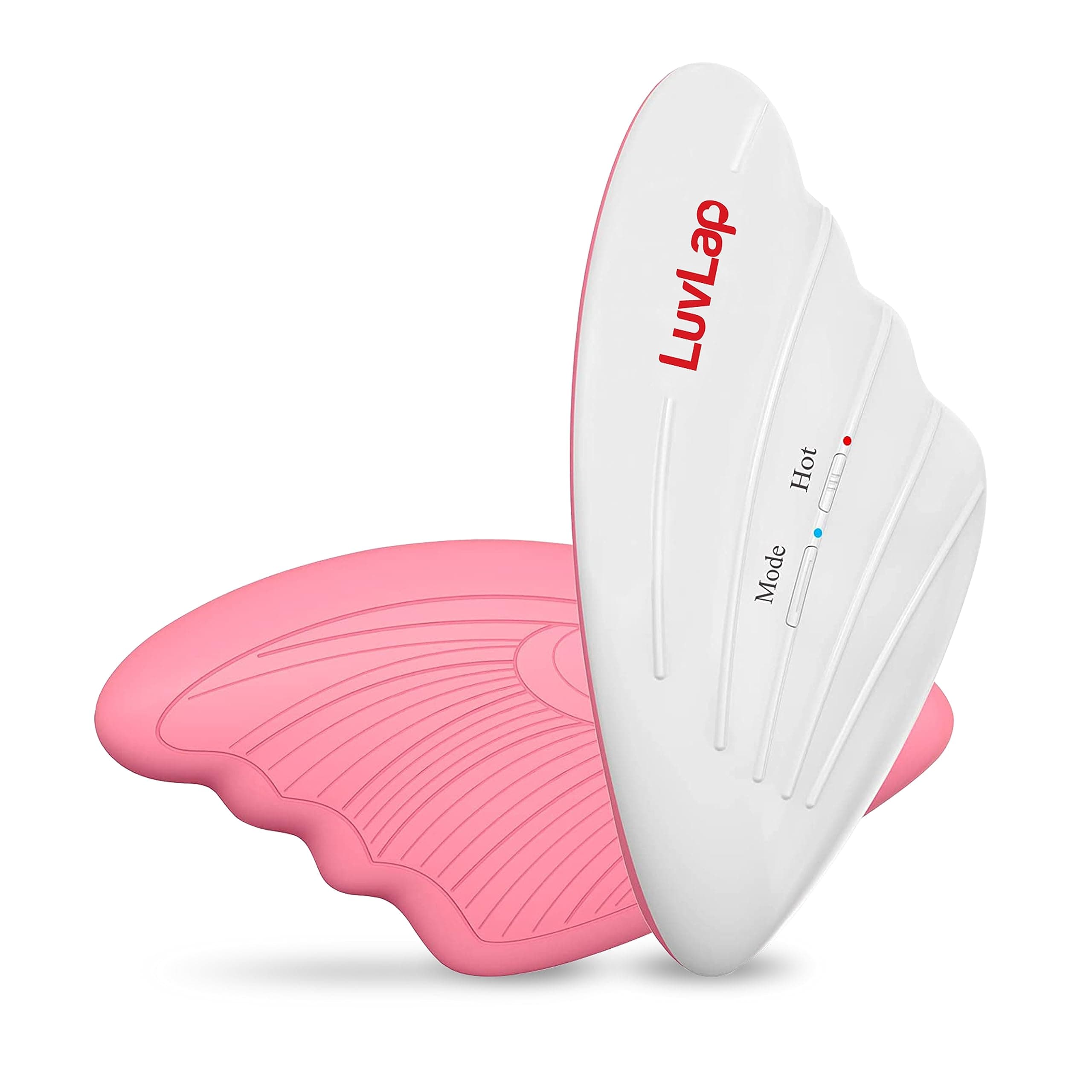- LuvLap 2-in-1 Warming Lactation Breast Massager, Pain relief with 3-level heat & 6-level vibration adjustment, for Breastfeeding, Pumping, Clears Clogged Ducts, Engorgement, Waterproof, White & Pink