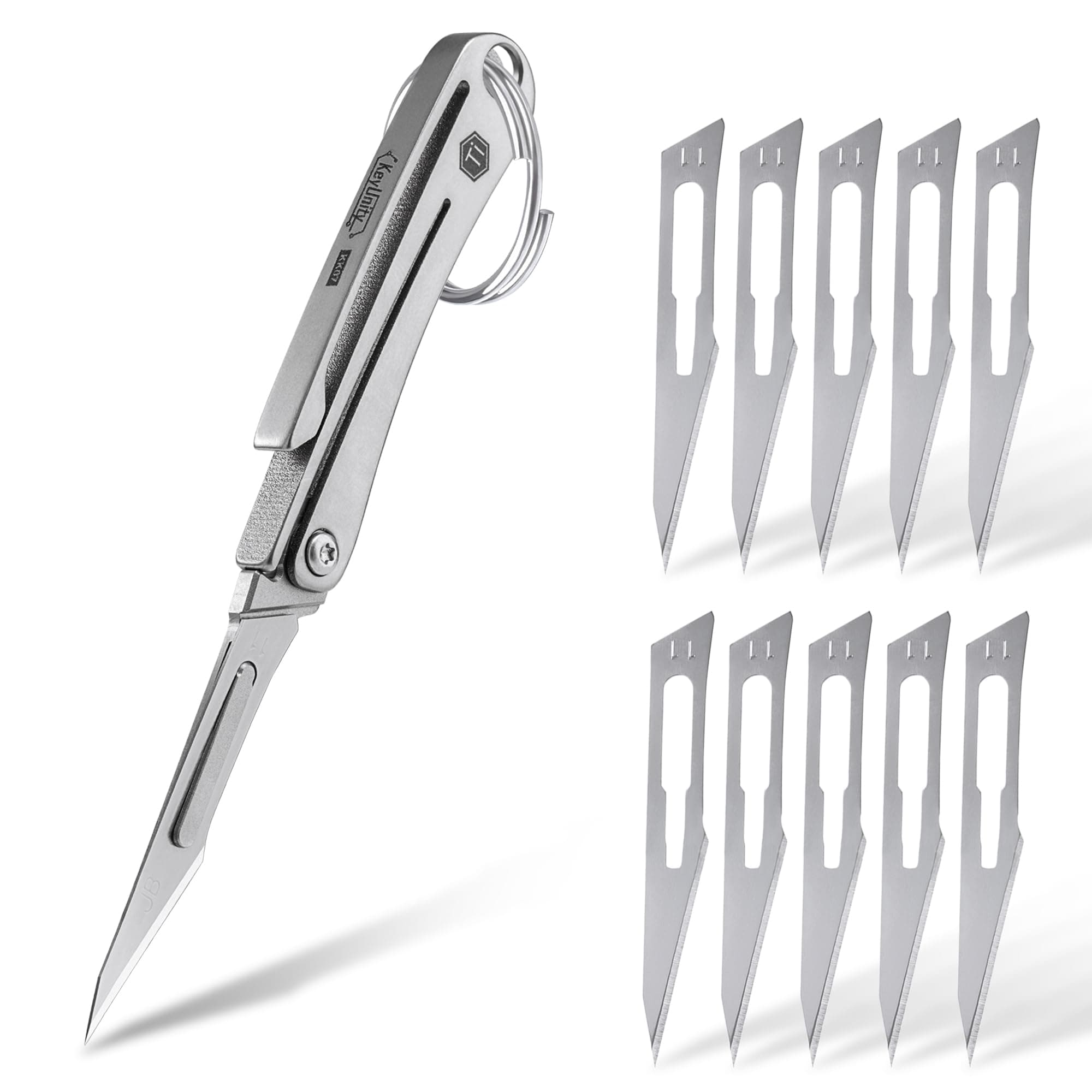KeyUnity KK07 Mini Titanium Scalpel Knife with #11 Replaceable Blades, EDC Ut...