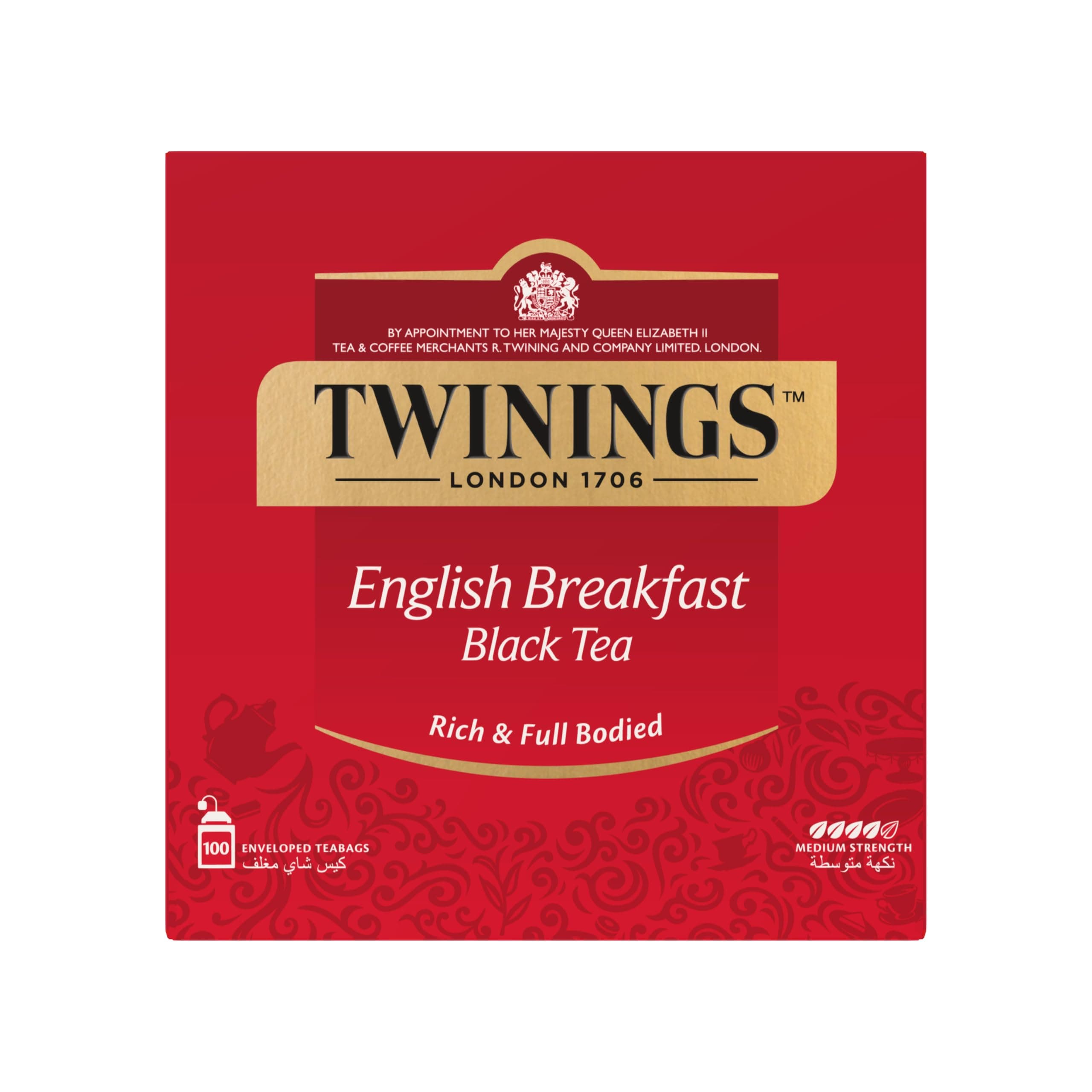 English Breakfast Black Tea, Individual Tea Bags, Traditional Luxury Tea Blend with Strong Well Rounded Flavour, 100 Tea Bags