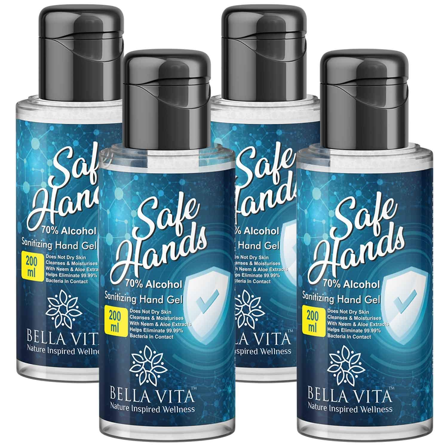 Bella Vita Organic Hand Sanitizer Safehands travel friendly bottles, 800 ml