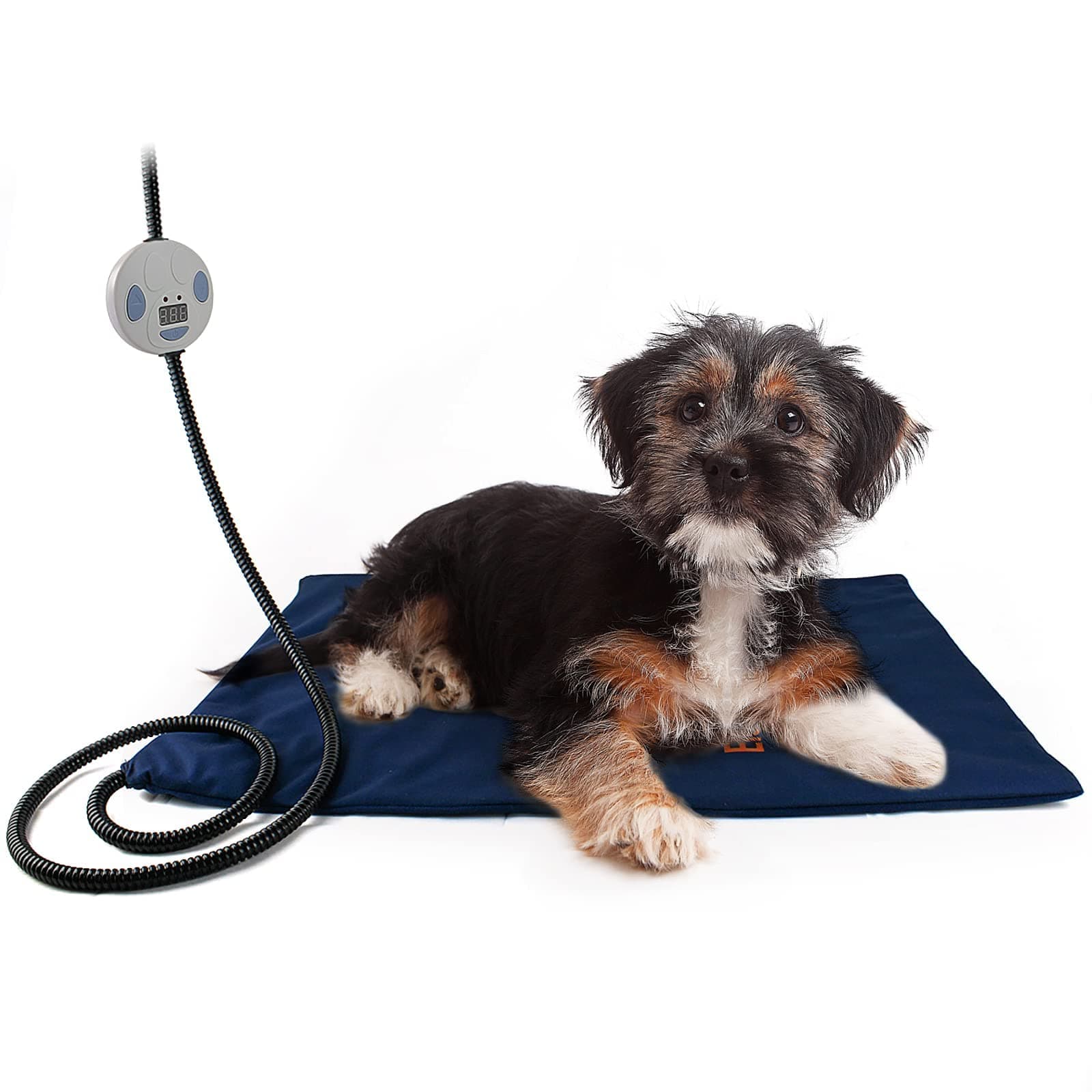 PETLESO Dog Heating Pad - Winter Warm Heating Pad with Adjustable Temperature UL Certificate Safety for Medium to Large Pets, 24×18” Blue