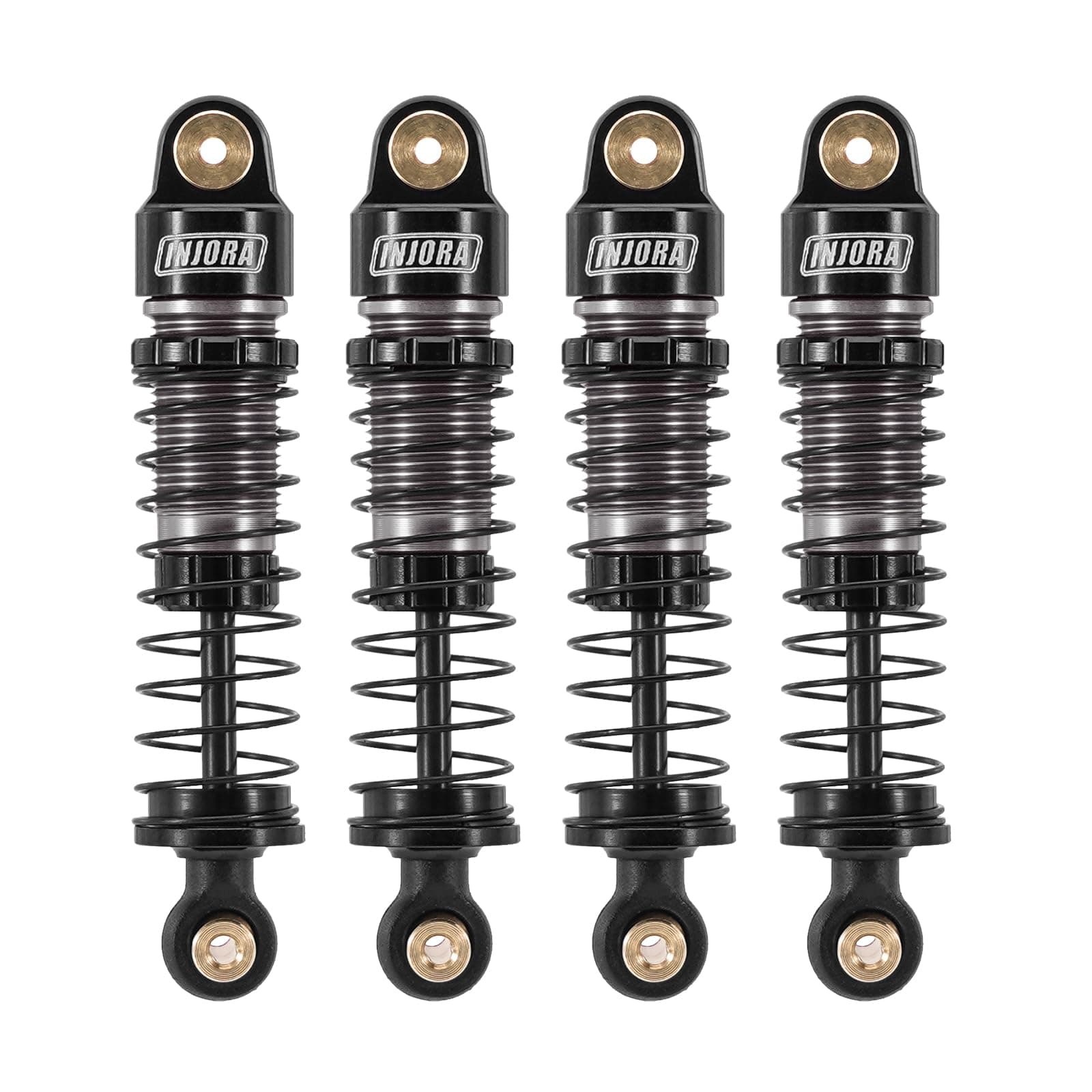 INJORA 40mm Big Bore Oil Shock Absorber for 1/24 SCX24 FCX24M Upgrade, 3.2g/Each(Black Aluminum & Nylon)