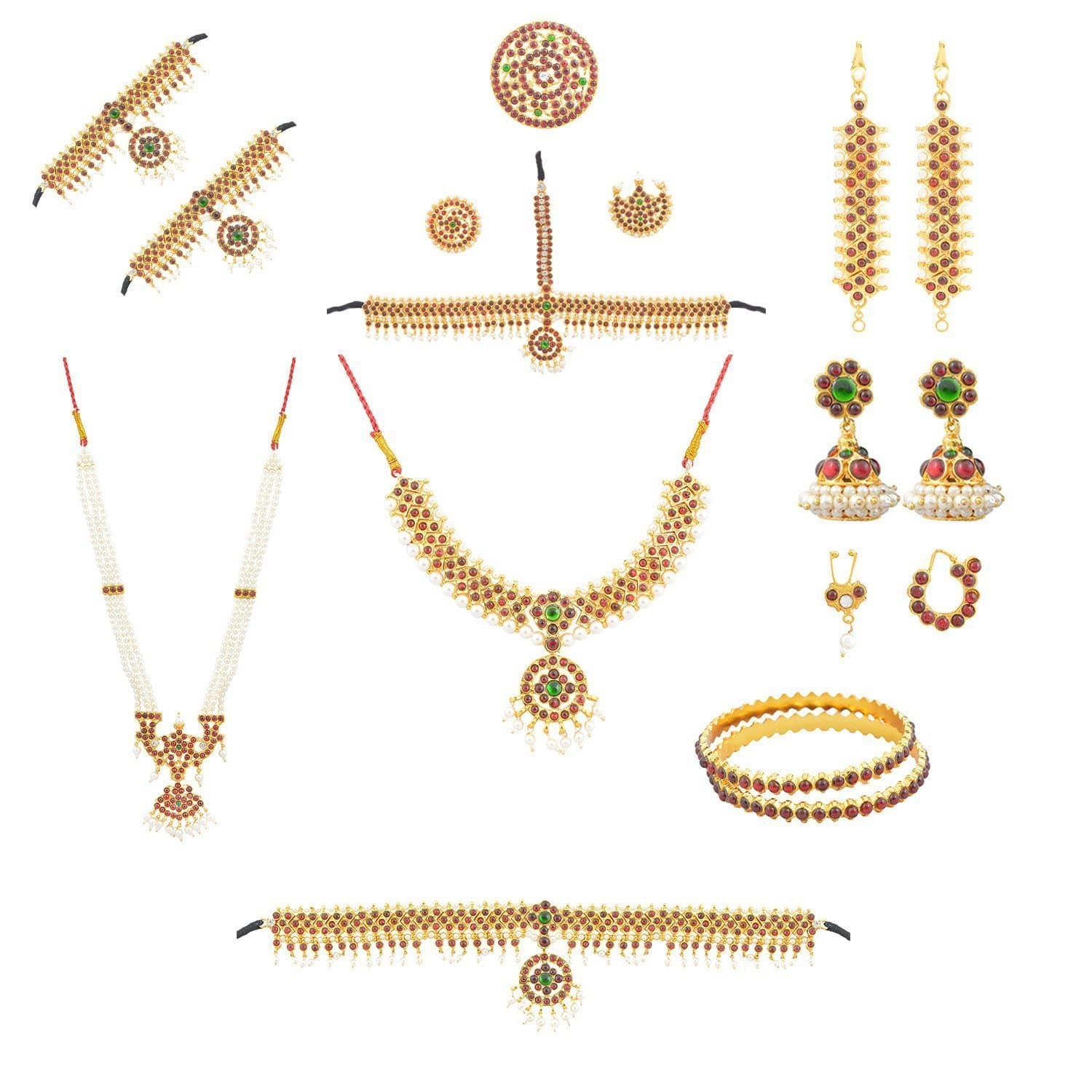 COMBO - Bharatanatyam and Kuchipudi Dance Jewellery set for Kids + flower + Hair ring