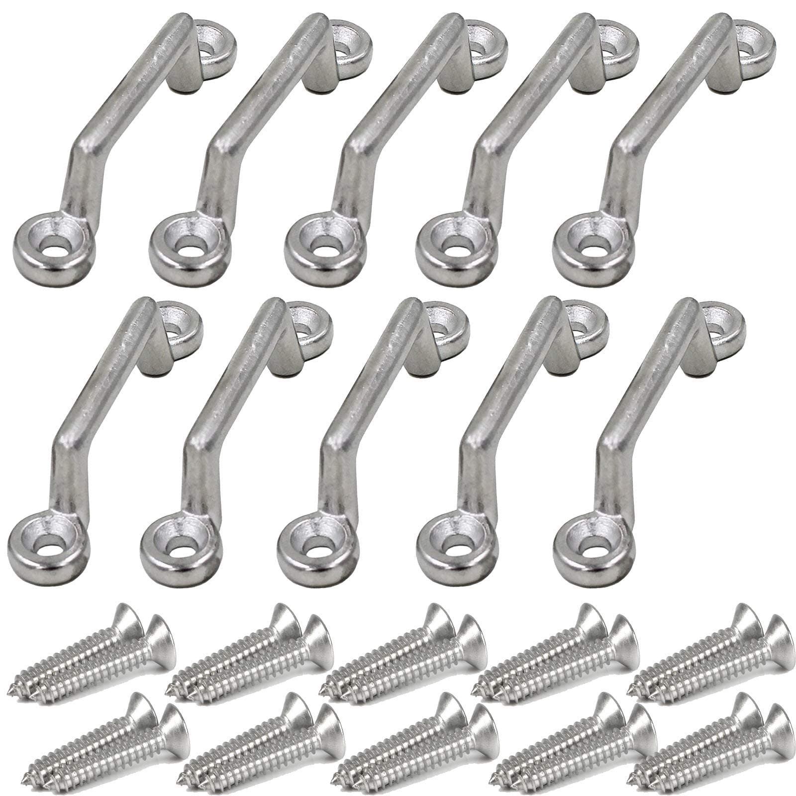 Pmsanzay10 Pack Stainless Steel 316 Bimini Pad Eye Bimini Footman's Loop Heavy Duty for Jeep Corvette,Buggy,Kayak Tie Downs with Hardware - No Rust