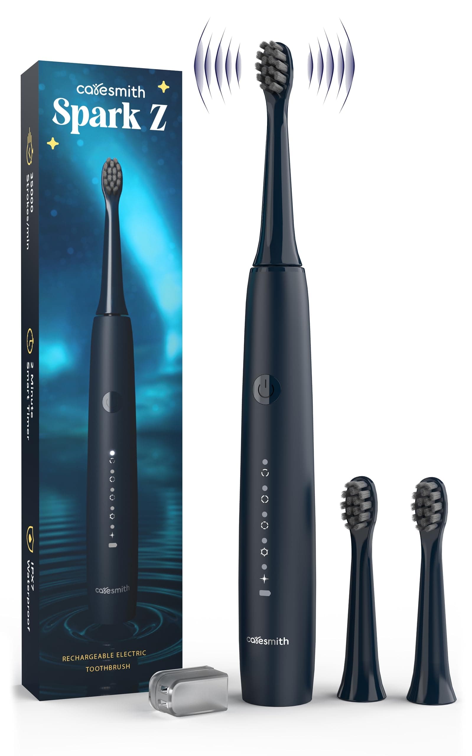 Spark Z Electric Toothbrush | 3 Brush Heads With Cover | 35000 Sonic Vibrations | Toothbrush Electric Adult | Electric Toothbrush for Men & Women with 1 Year Warranty | USB Type C | (Nebula