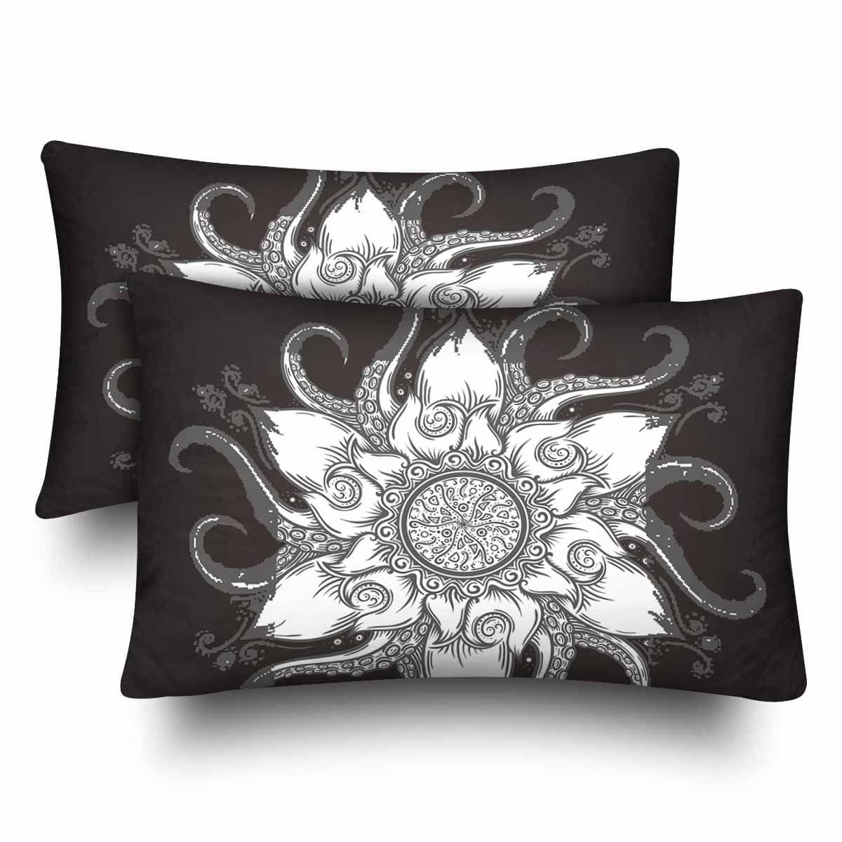 Set Of 2 Cushion Covers 60x40cm, Nautical Mandala Animal Tentacles Flower Hand Drawn Chair Pillowcases Soft Cushion Case Home Decor Square Throw Pillow Case For Garden, Couch, Sofa