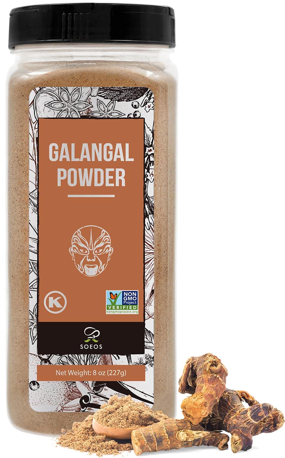 Soeos Galangal Powder 8 Oz, Ground Galangal, Alpinia Galanga, Non-Gmo, Kosher, Ginger For Thai Soup, Tom Yum And Tea