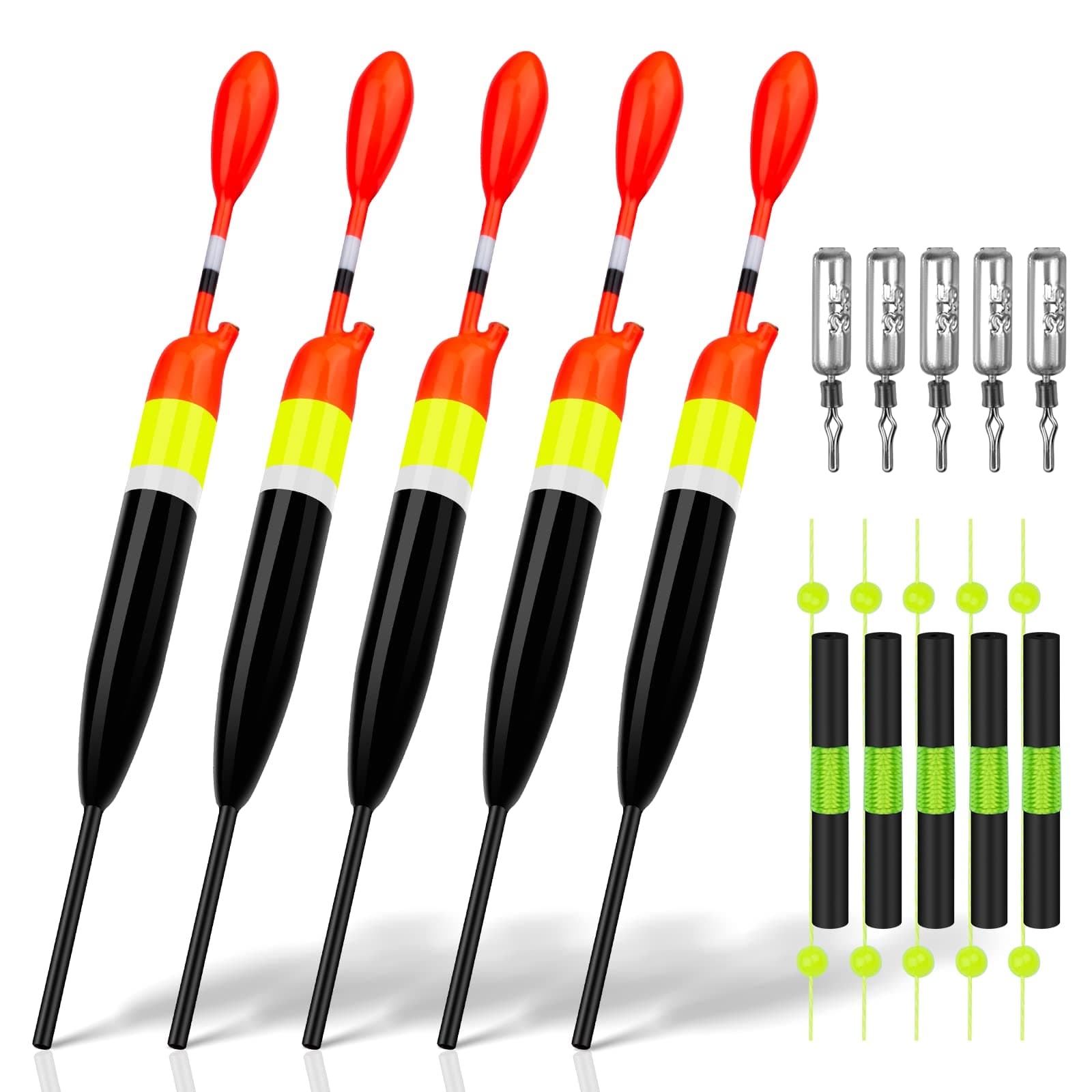 Fishing Slip Float Bobber for Saltwater Freshwater, 20pcs Balsa Wood Slip Floats, Bobber Stops and Drop Shot Weights for Fishing Crappie Panfish Bass Trout