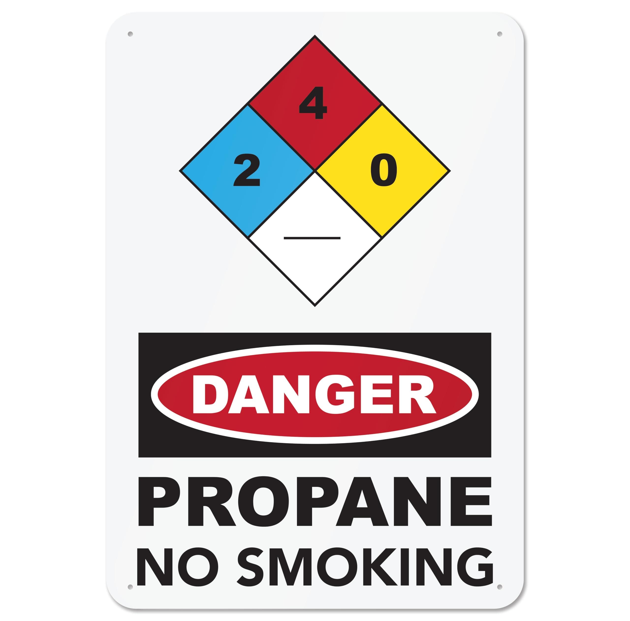 Danger Propane No Smoking Aluminum Sign, 10x7, Rust-free Aluminum Sign with Pre-drilled Mounting Holes by Sutter Signs